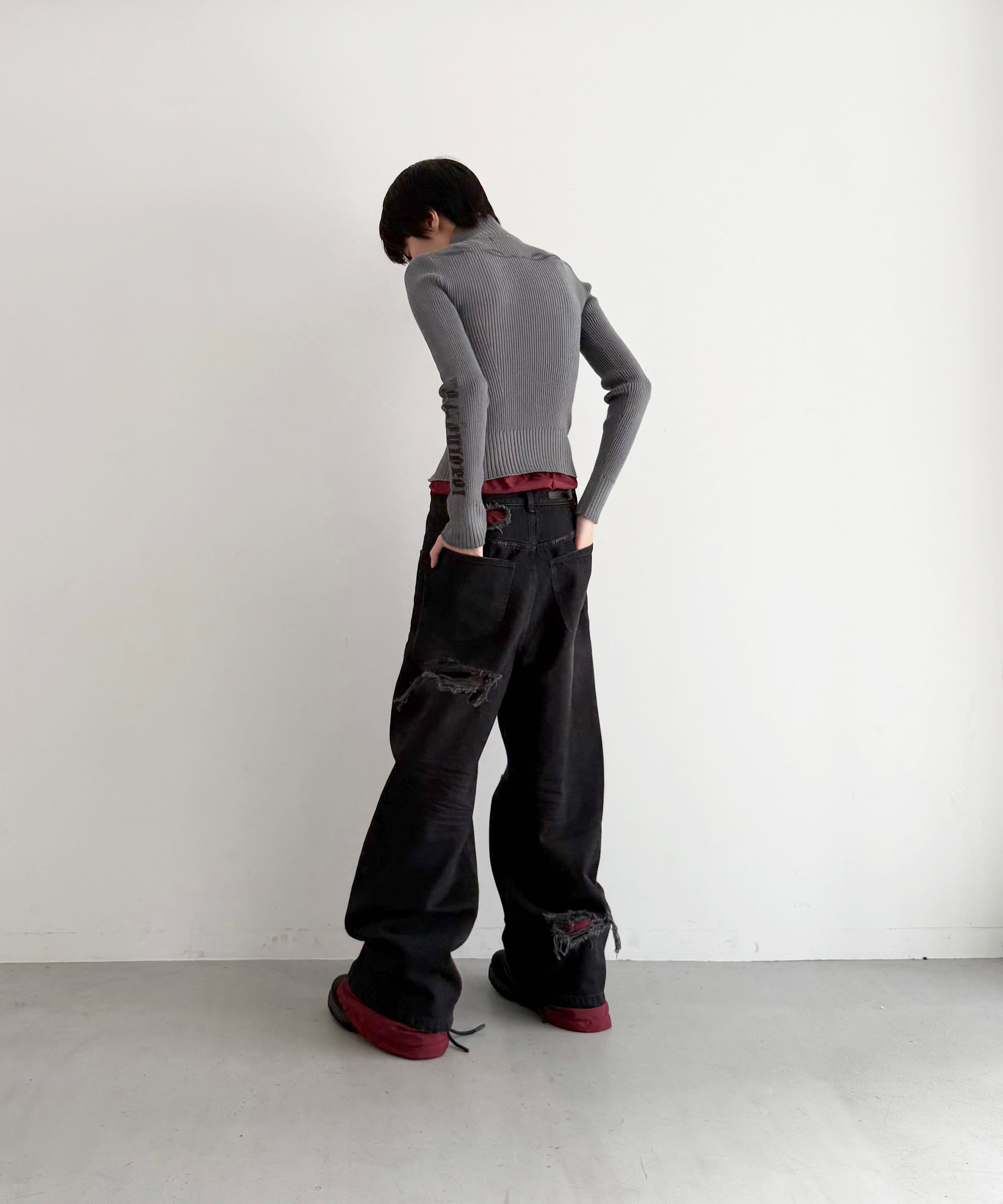 LOADINGROOM Double denim track pants women "BLACK"