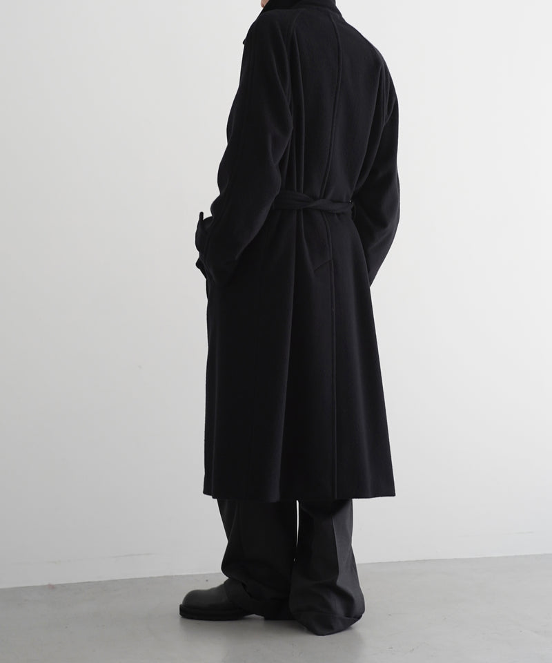 AURALEE Super fine wool mosser soutien collar coat “BLACK”