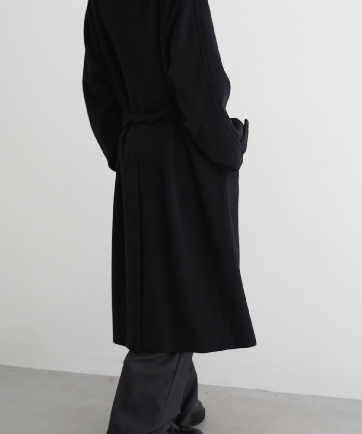 AURALEE Super fine wool mosser soutien collar coat “BLACK”