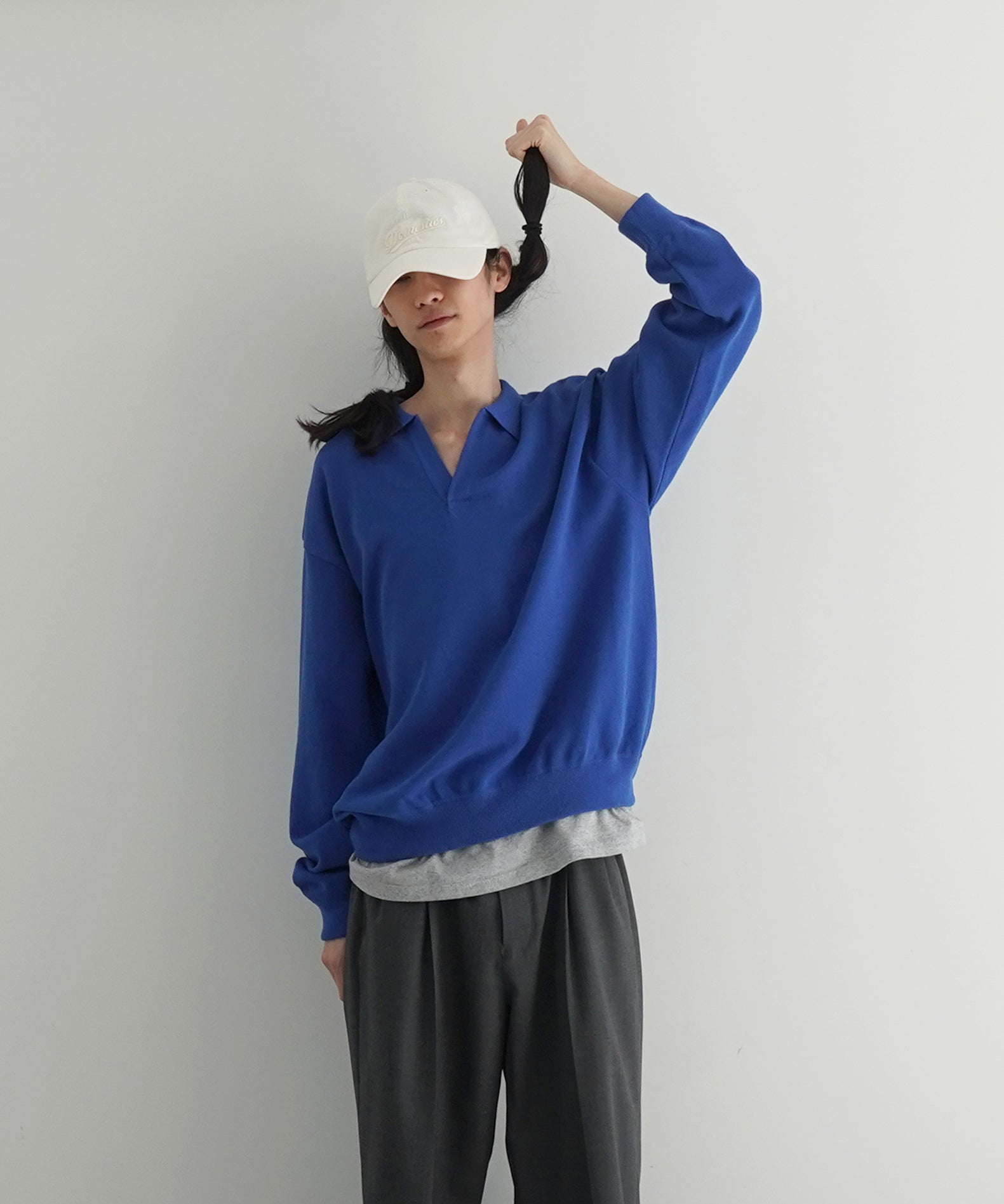 【EXCLUSIVE】crepuscule Co/ra moss stitch skipper "BLUE"