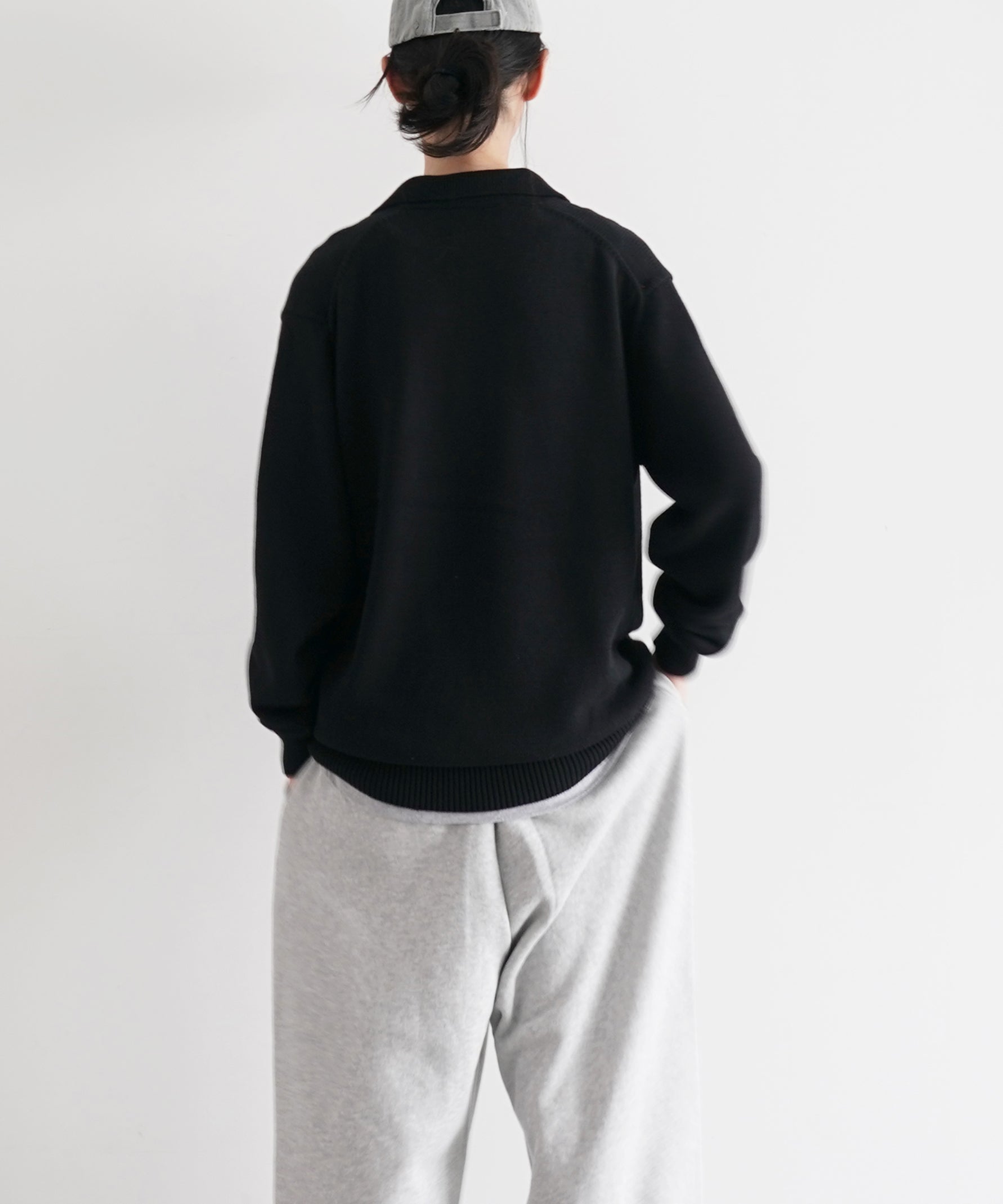 KAIKO Knit polo shirt "BLACK"