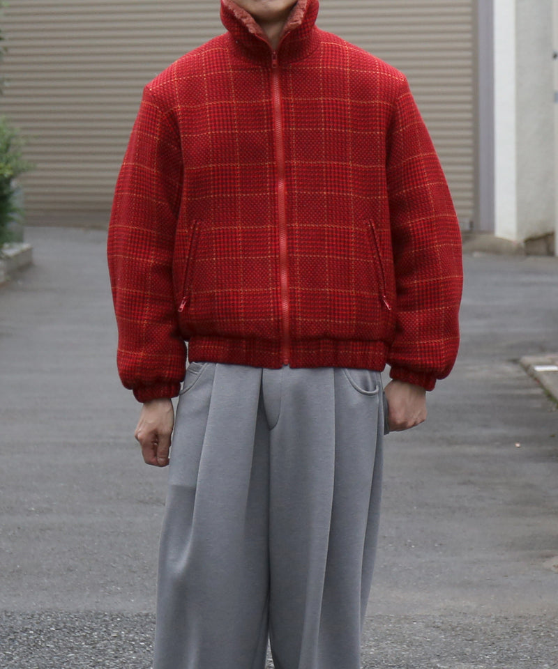 NEEDLES Lined boa jacket - houndstooth "B-RED B"