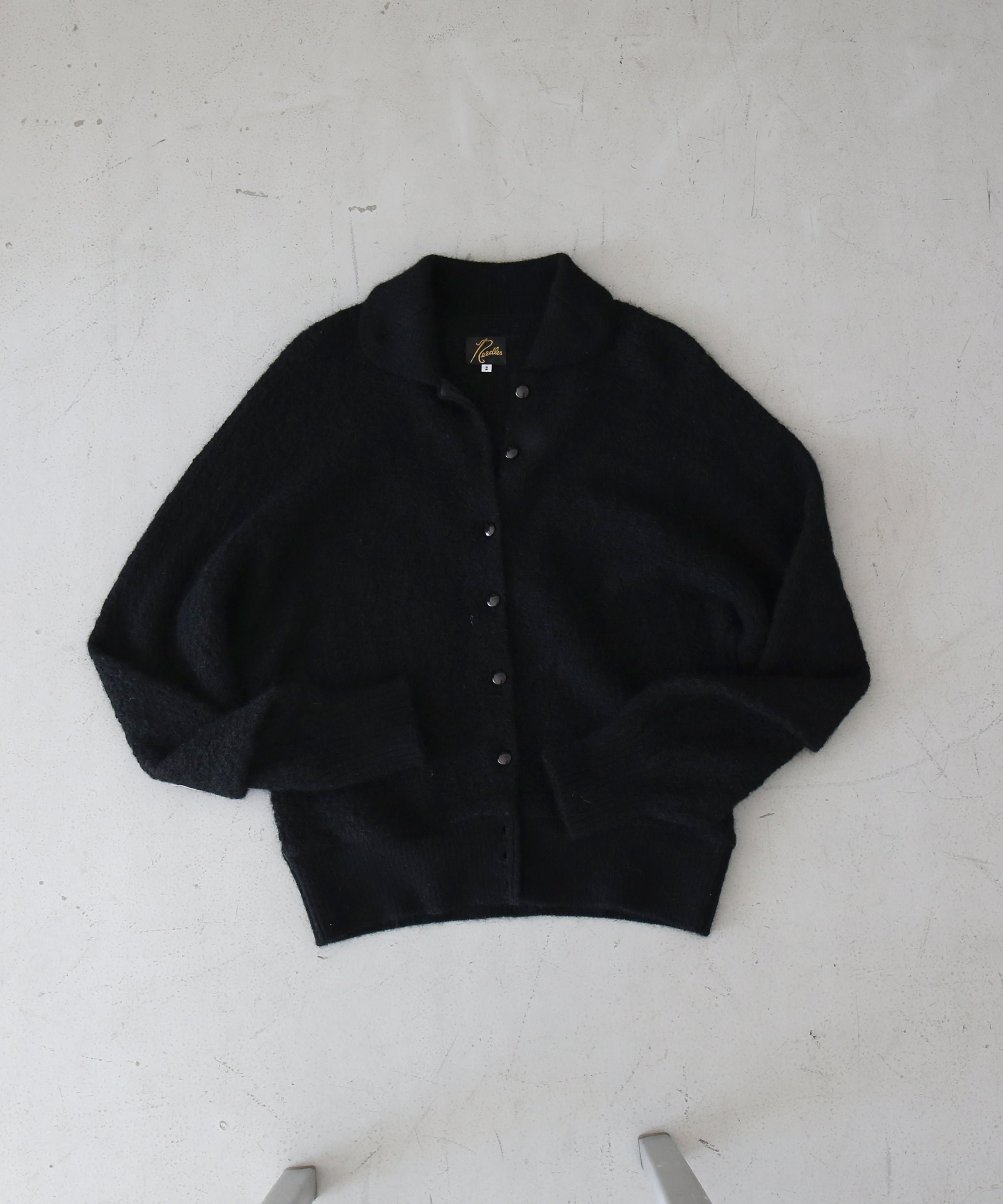 NEEDLES Round collar cardigan -crepe weave- "BLACK"