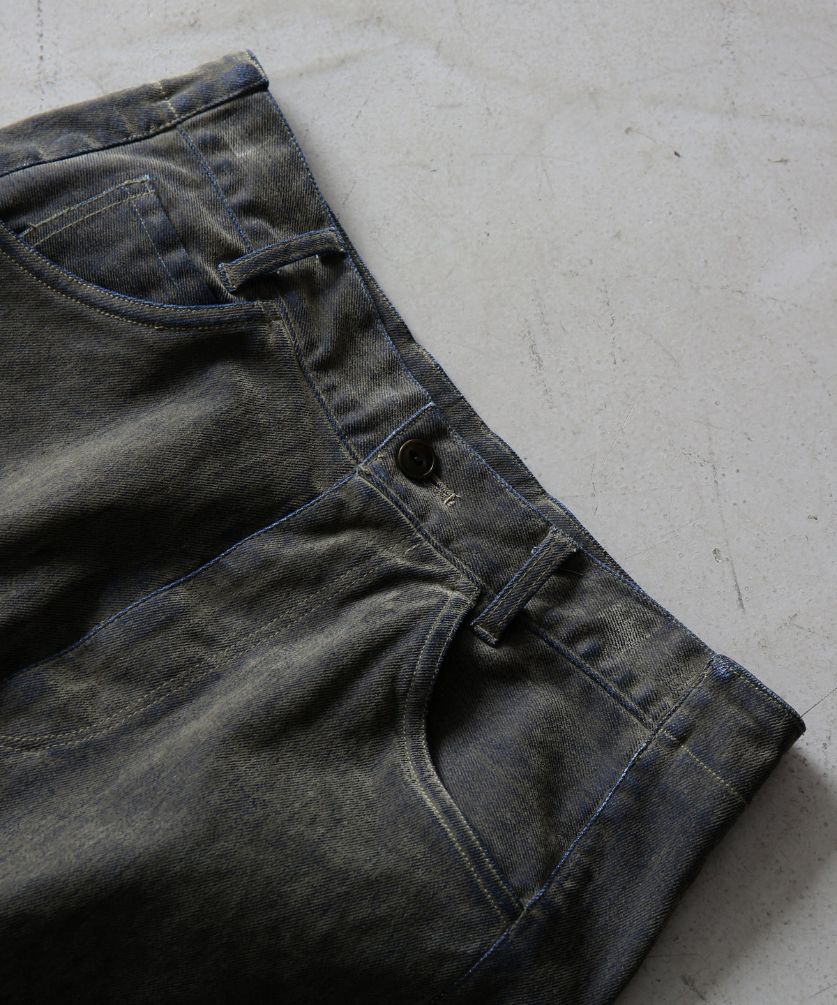 VOAAOV Flocky denim pants “OLIVE"