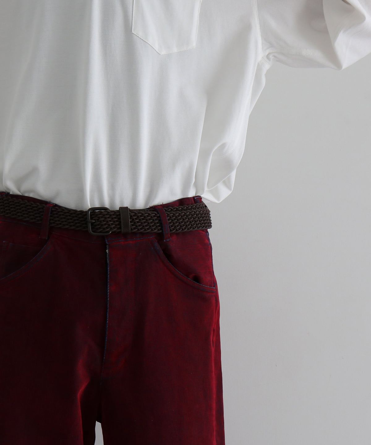 VOAAOV Flocky denim pants “RED"