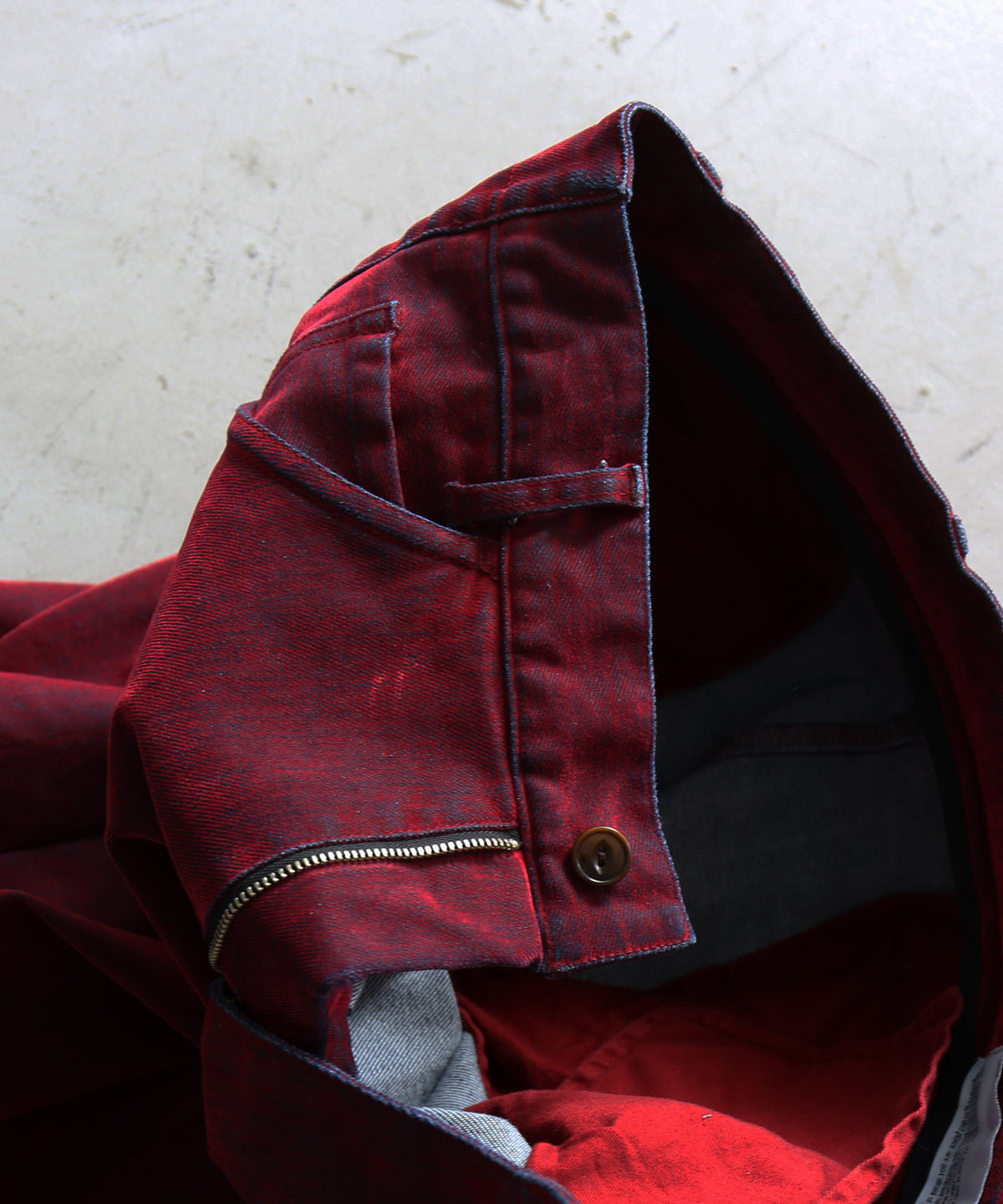 VOAAOV Flocky denim pants “RED"
