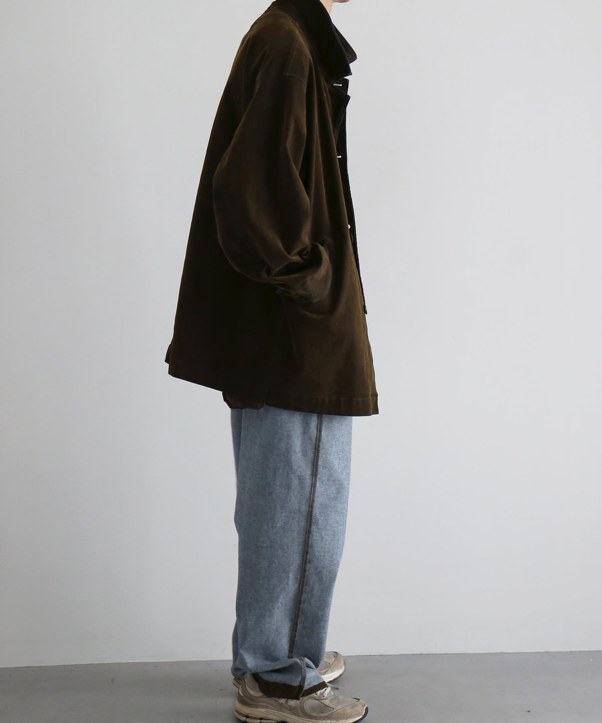 VOAAOV Flocky denim coverall jacket “BROWN”