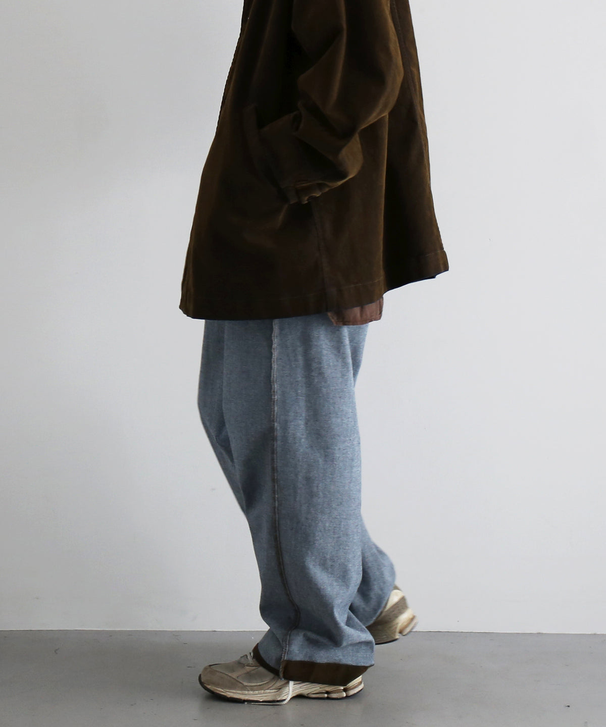 VOAAOV Flocky denim coverall jacket “BROWN”