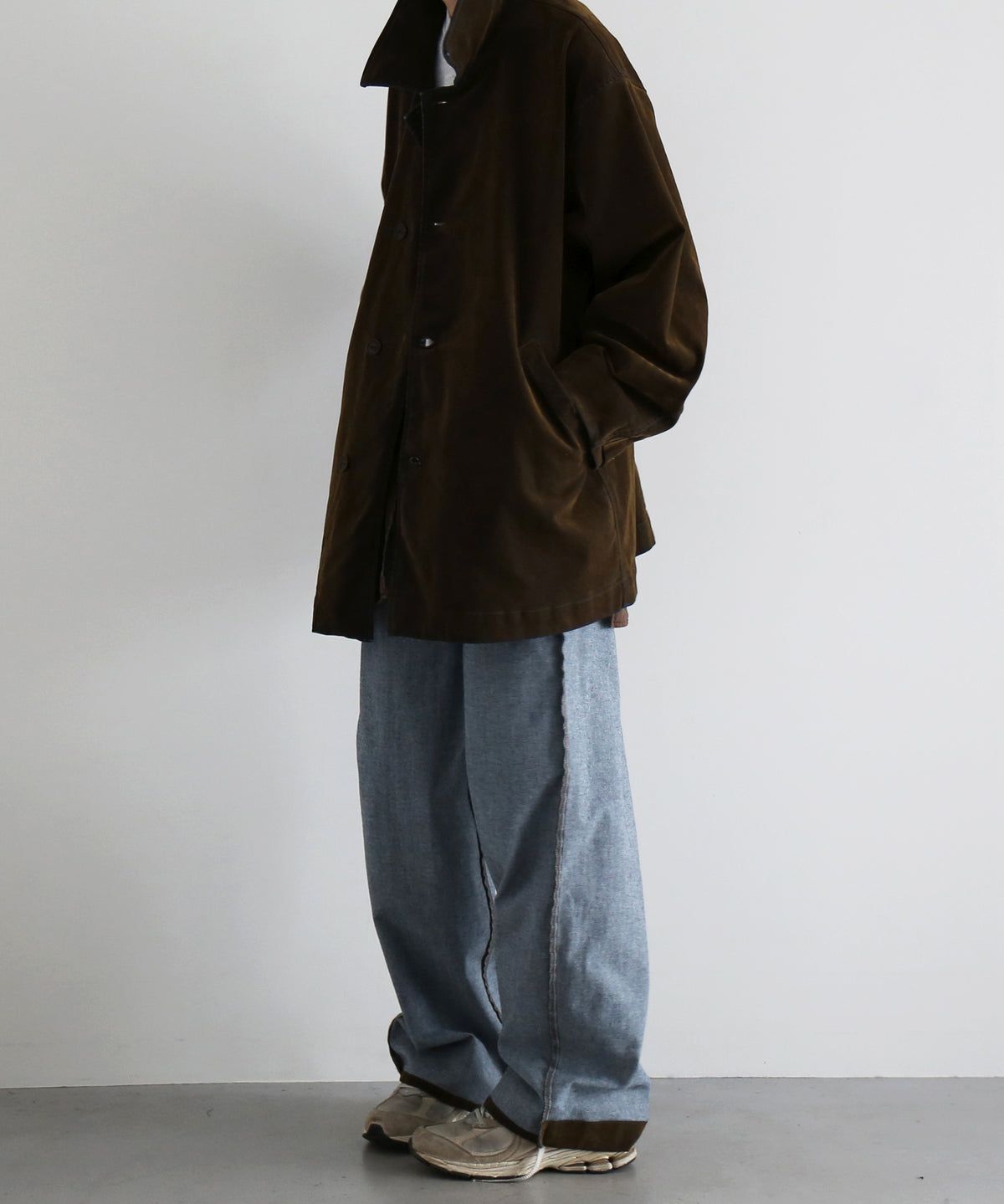 VOAAOV Flocky denim coverall jacket “BROWN”