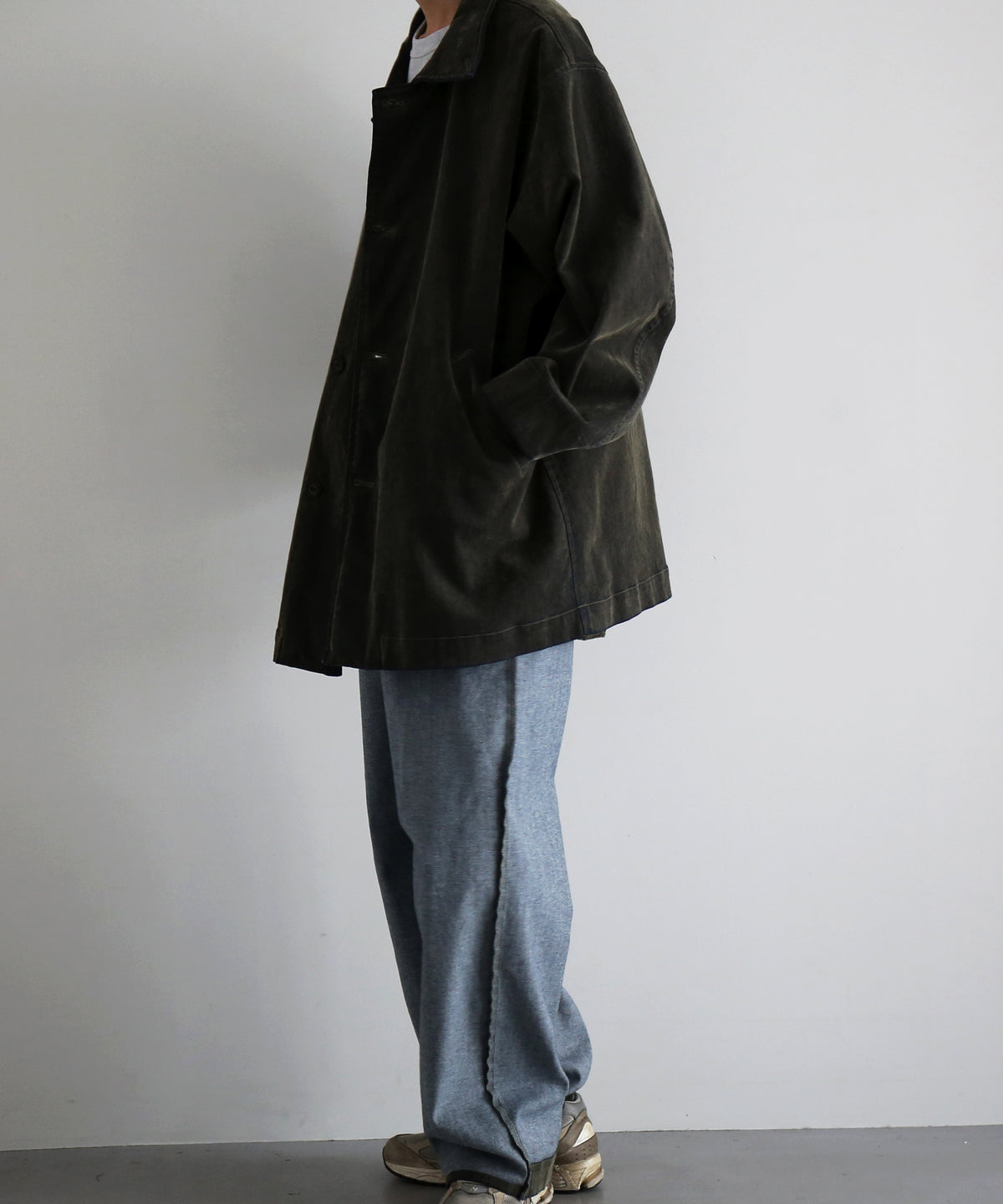 VOAAOV Flocky denim coverall jacket “OLIVE"
