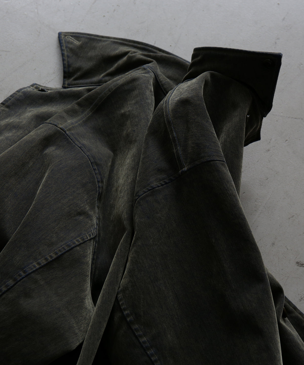 VOAAOV Flocky denim coverall jacket “OLIVE"