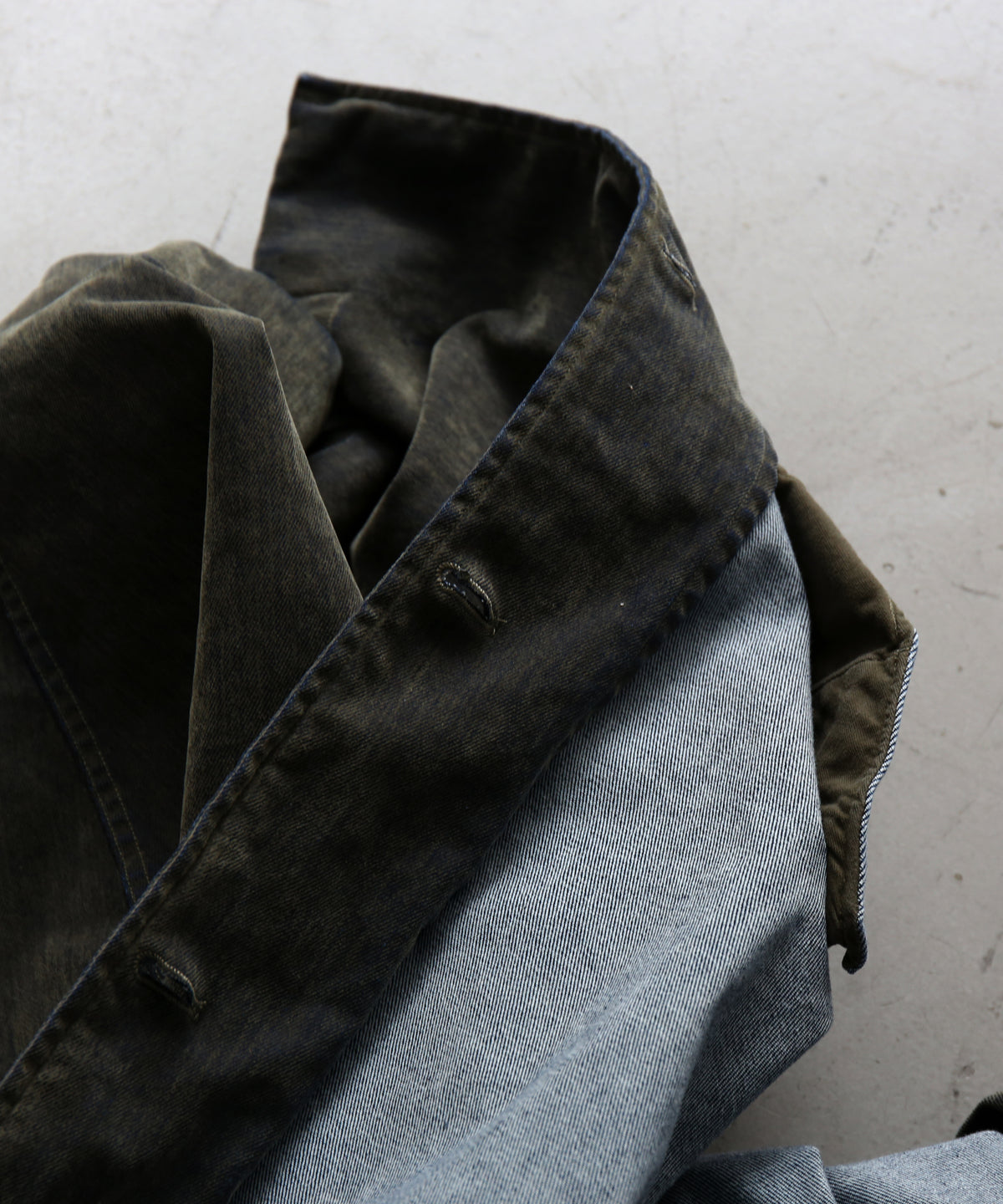 VOAAOV Flocky denim coverall jacket “OLIVE"