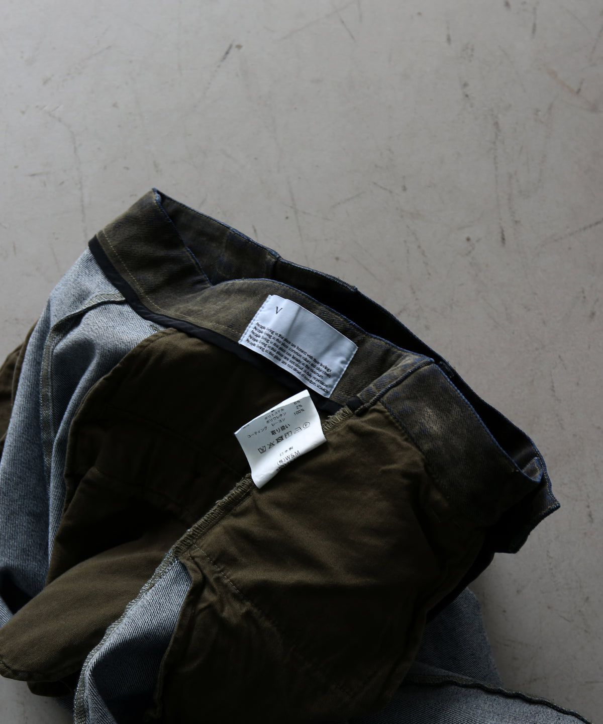 VOAAOV Flocky denim pants “OLIVE"