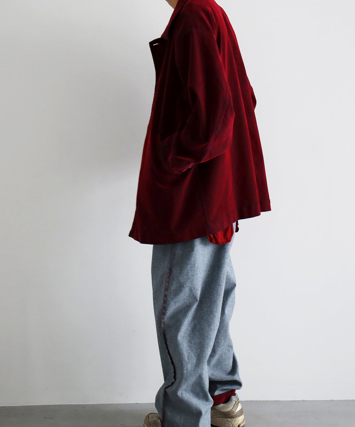 VOAAOV Flocky denim coverall jacket “RED”