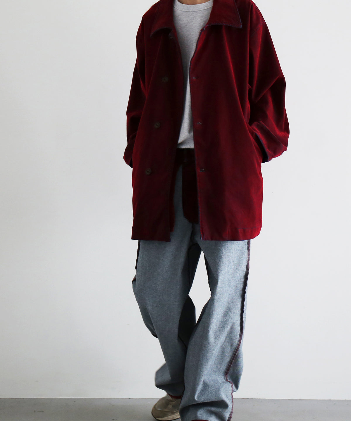 VOAAOV Flocky denim coverall jacket “RED”
