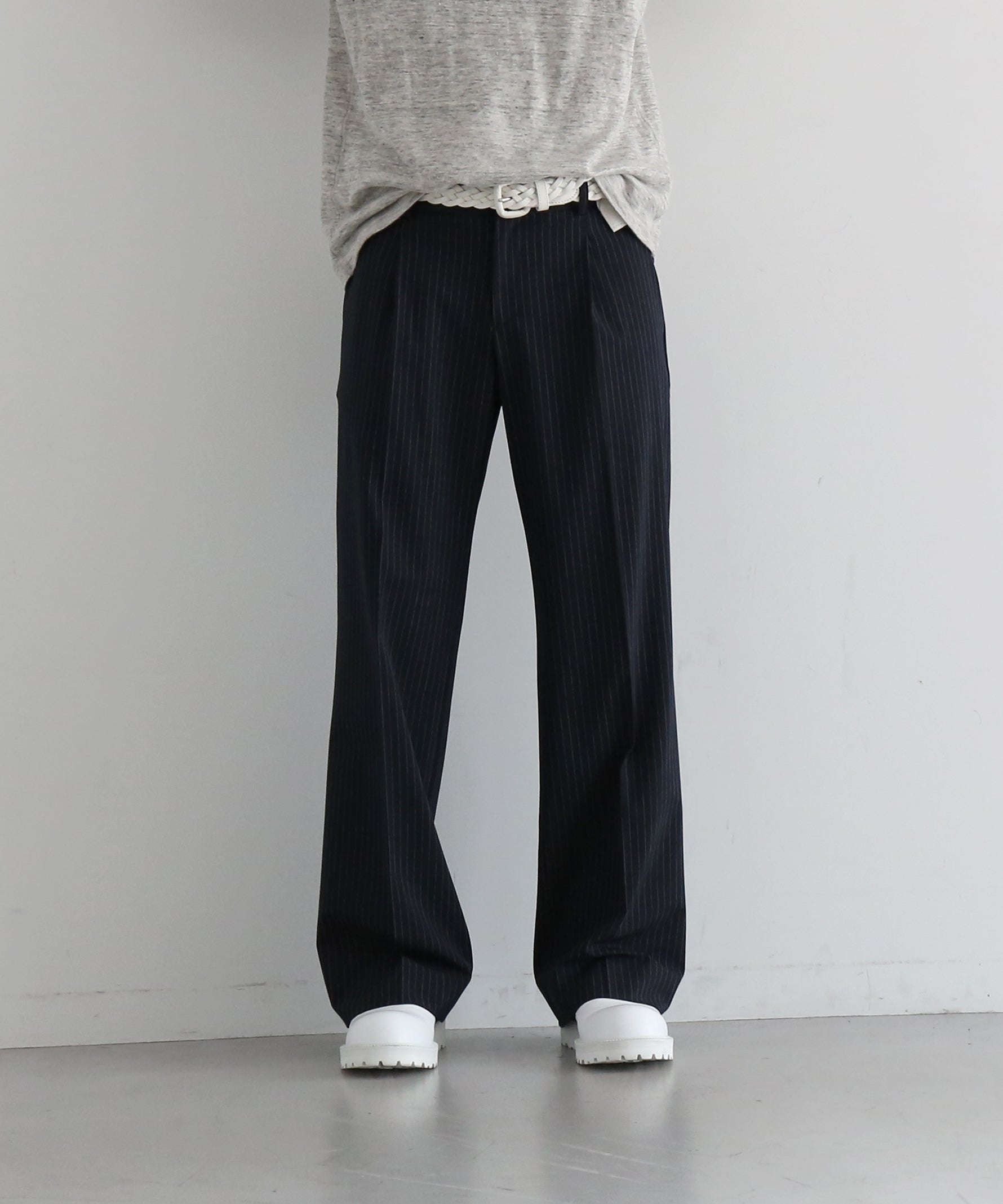 KAIKO Low rise slacks "NAVY STRIPE"