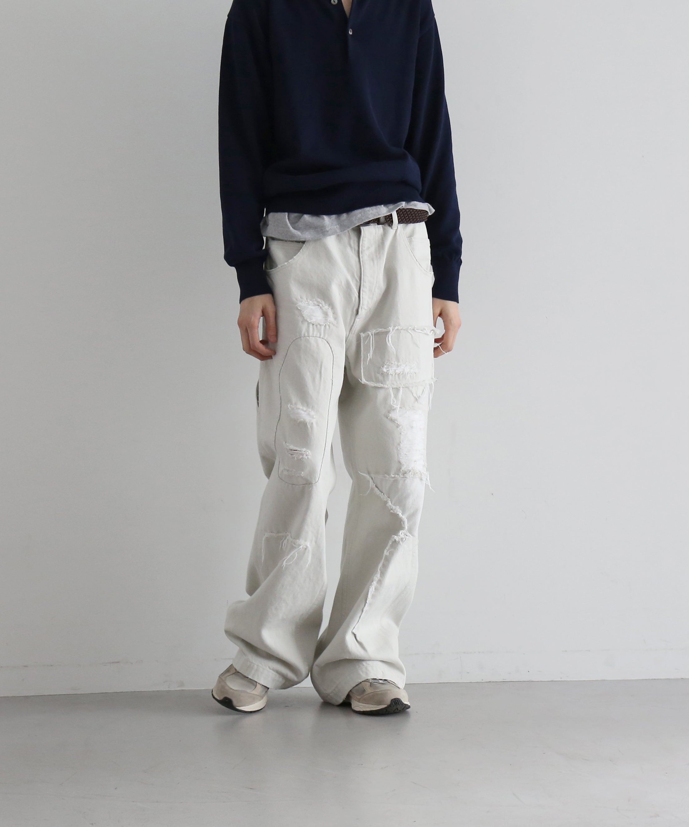 ensou. Scar tissue painter jeans "IVORY"