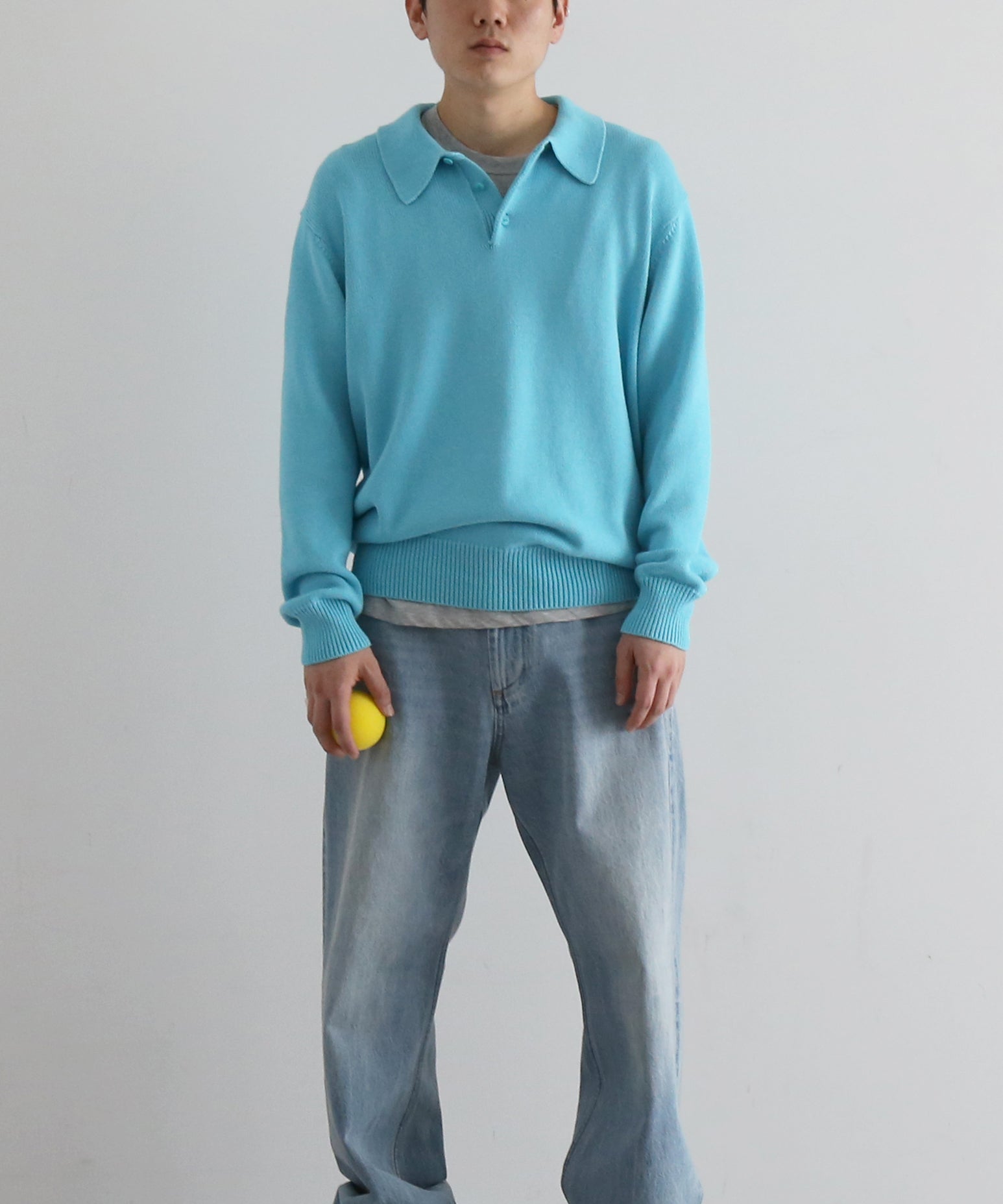 KAIKO Knit polo shirt "S.BLUE"