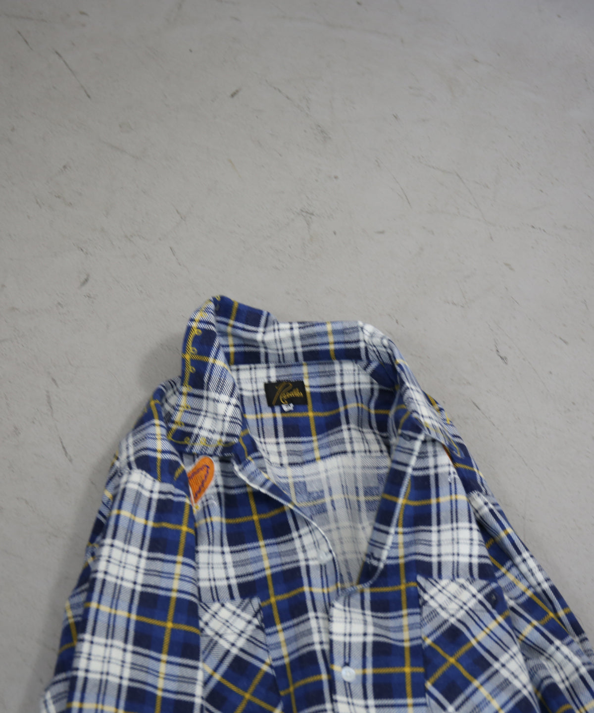 NEEDLES One-up shirt - printed flannel/plaid "D-BLUE/NAVY D"
