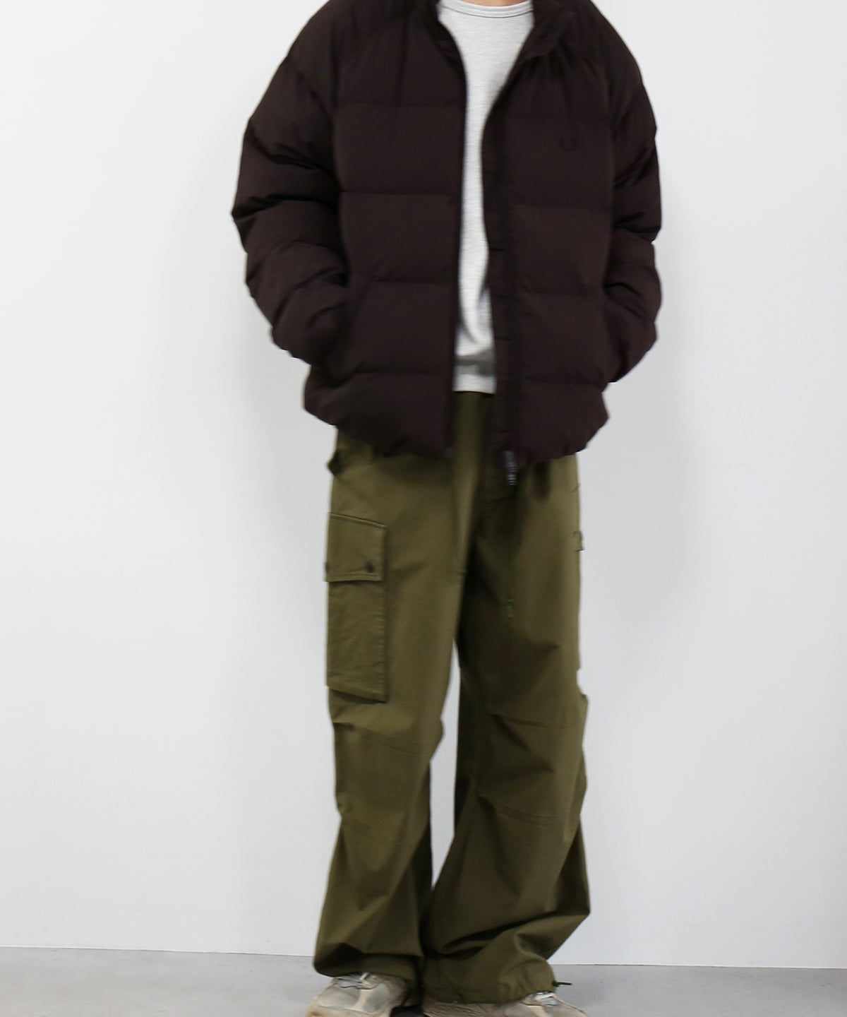 FRED PERRY Raglan sleeve padded jacket “RICH BROWN”