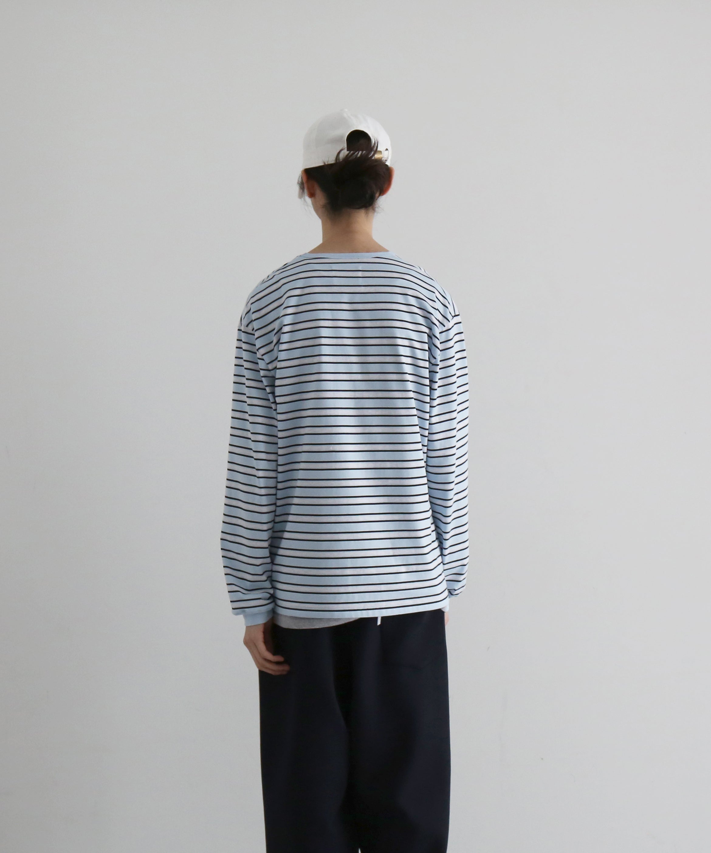 KAIKO V neck border l/s t-shirt “SAX”