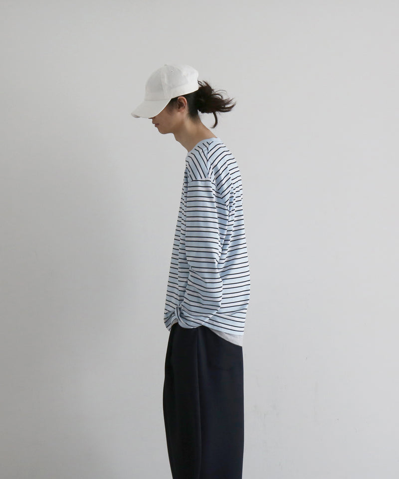 KAIKO C neck border l/s t-shirt “SAX”