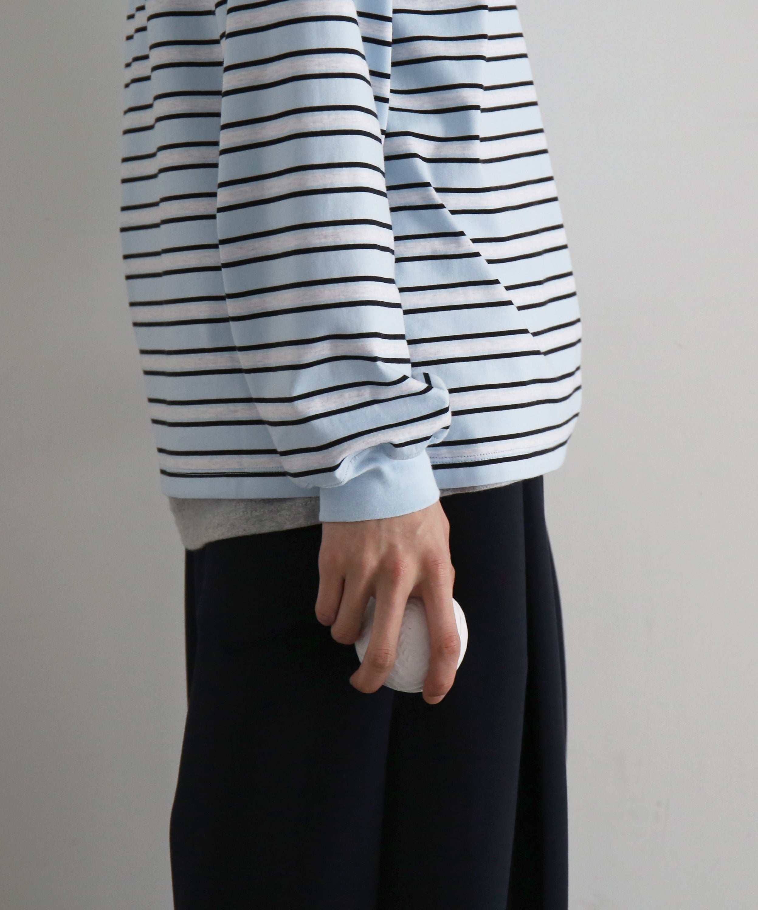KAIKO C neck border l/s t-shirt “SAX”