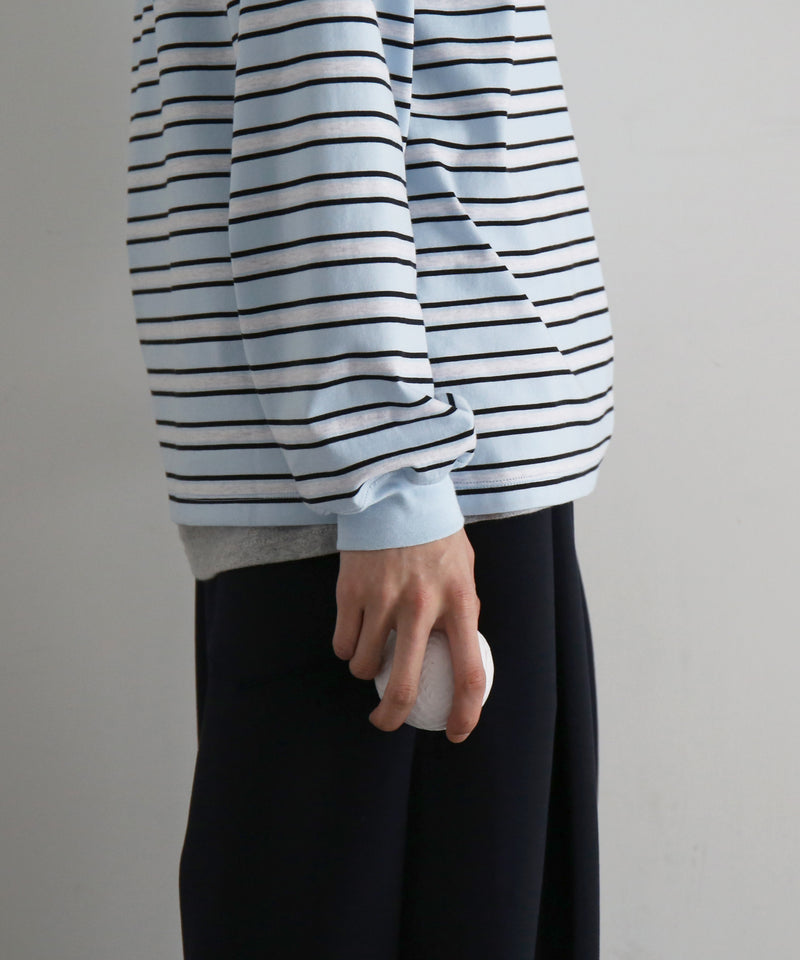 KAIKO C neck border l/s t-shirt “SAX”