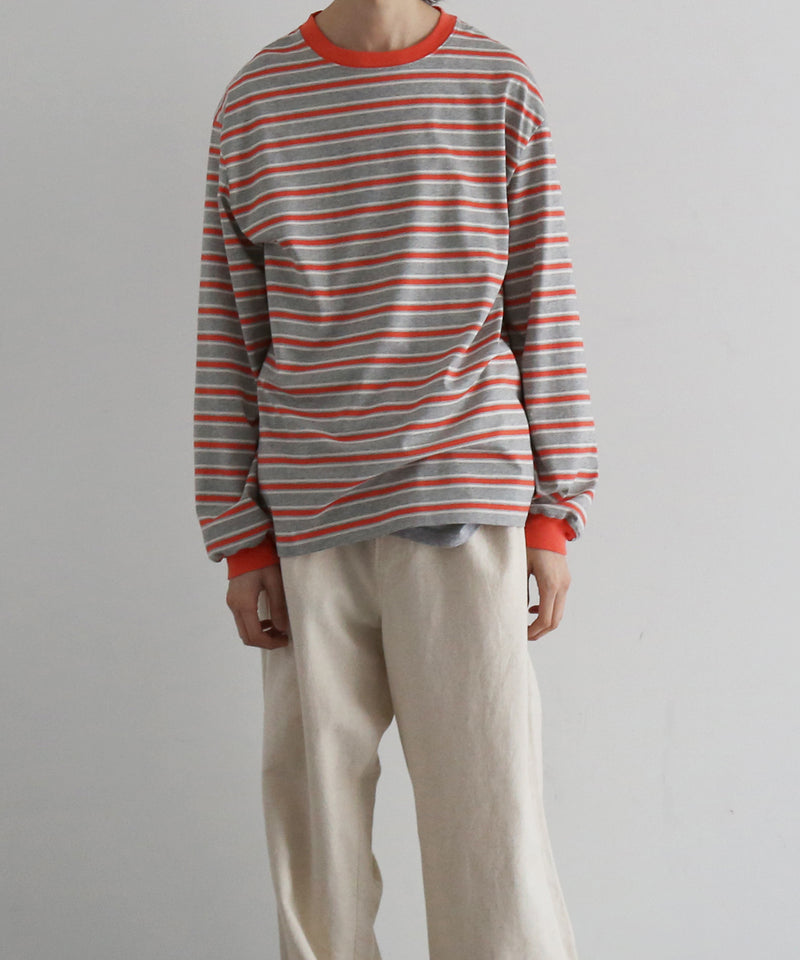 KAIKO C neck border l/s t-shirt “SAX”