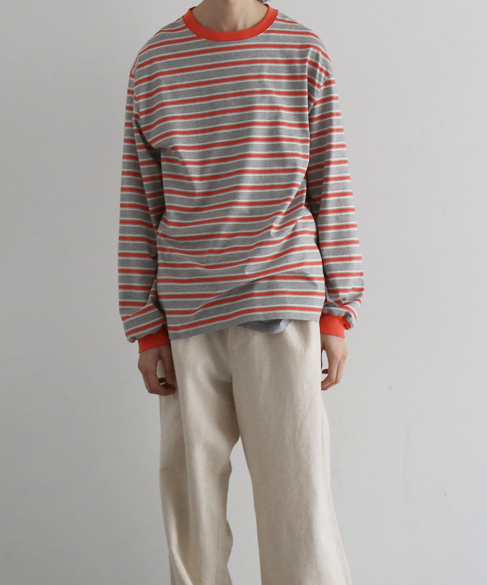 KAIKO C neck border l/s t-shirt “RED”