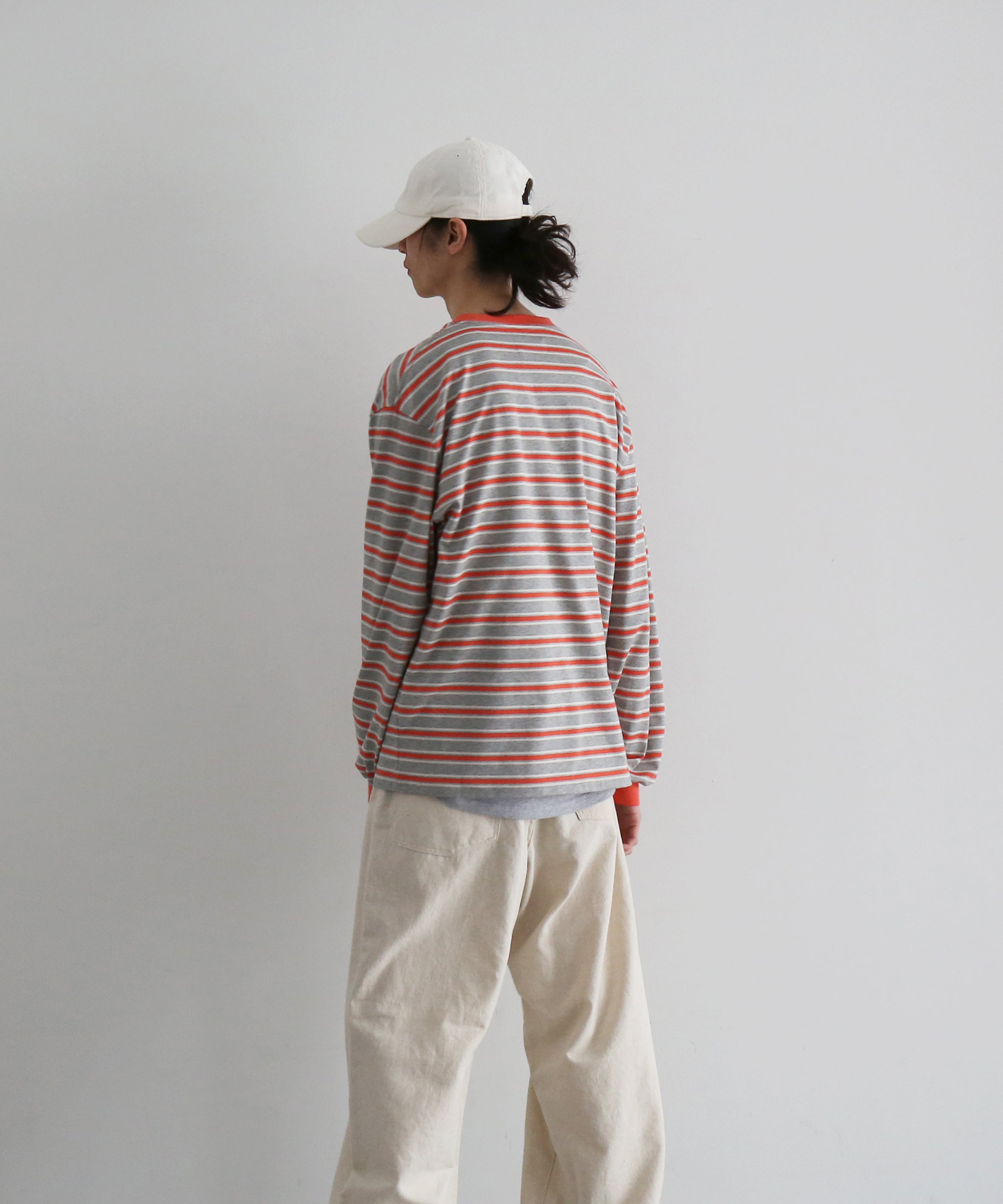 KAIKO C neck border l/s t-shirt “RED”