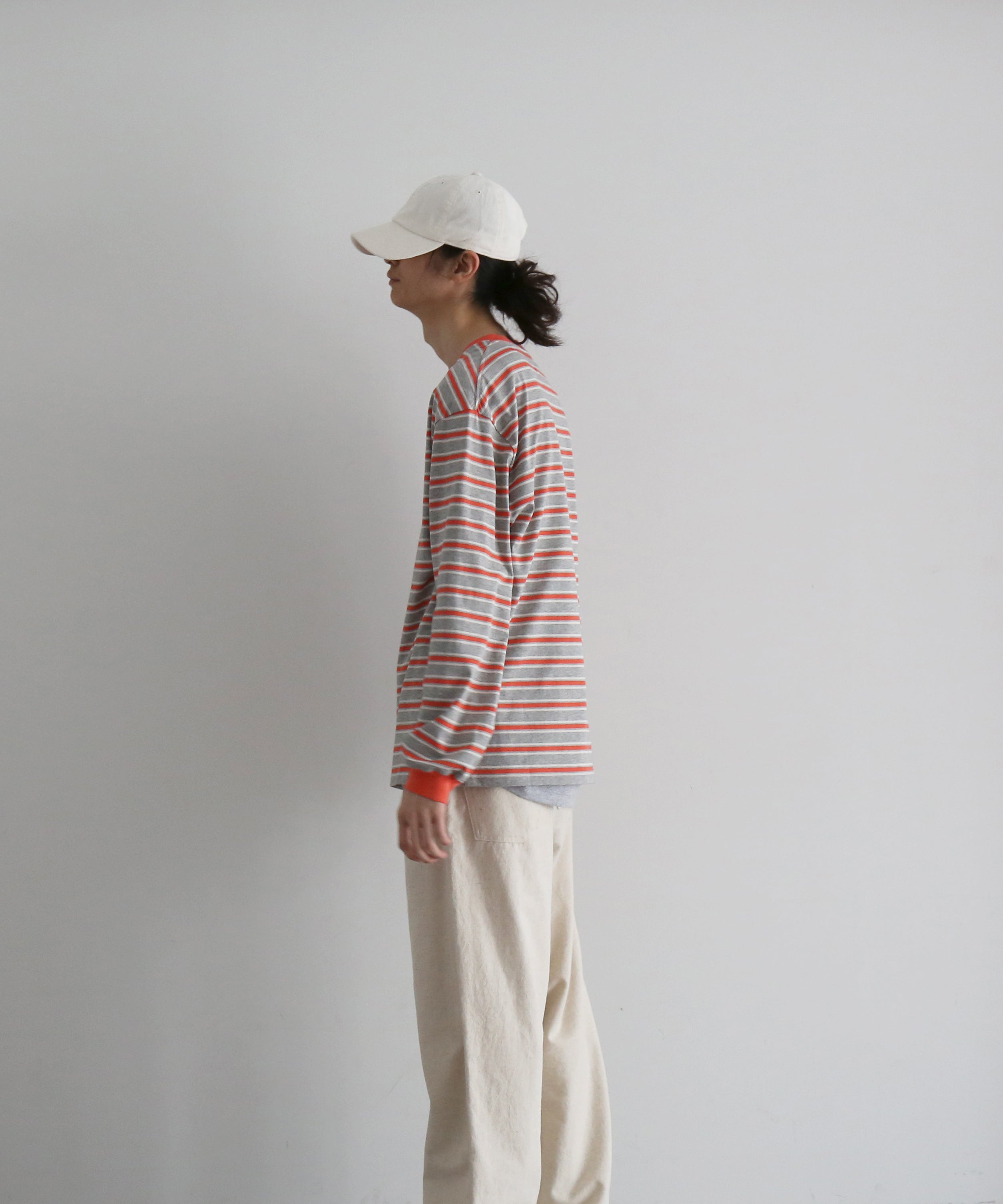 KAIKO C neck border l/s t-shirt “RED”
