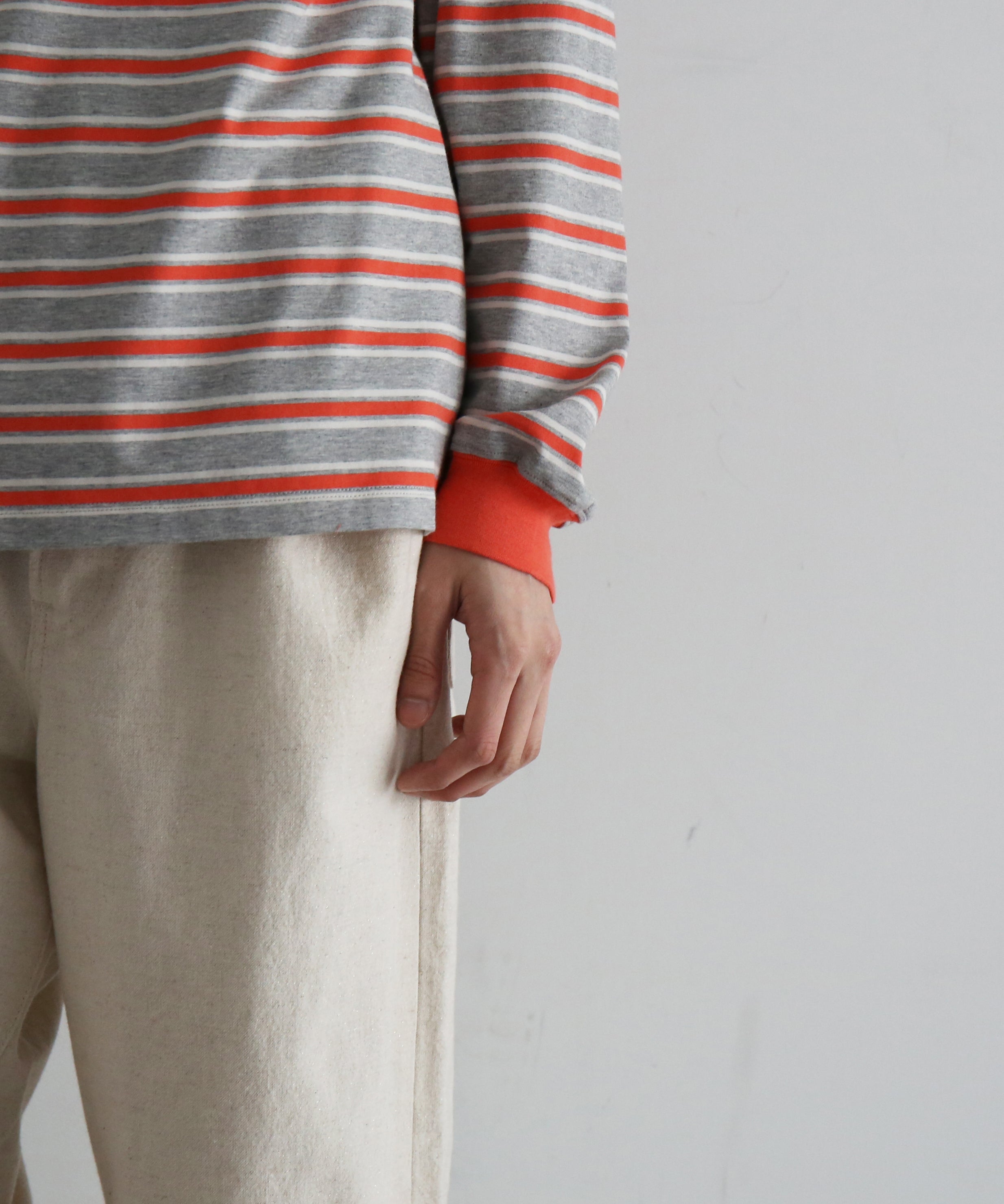 KAIKO C neck border l/s t-shirt “RED”