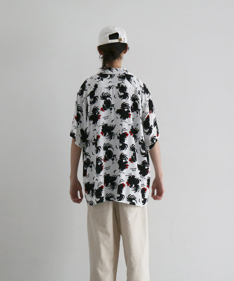 COTTON PAN Rooster s/s レーヨンシャツ "WHITE"