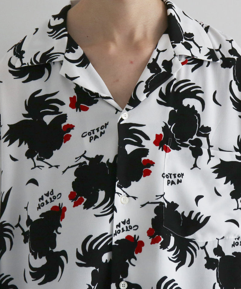 COTTON PAN Rooster s/s レーヨンシャツ "WHITE"