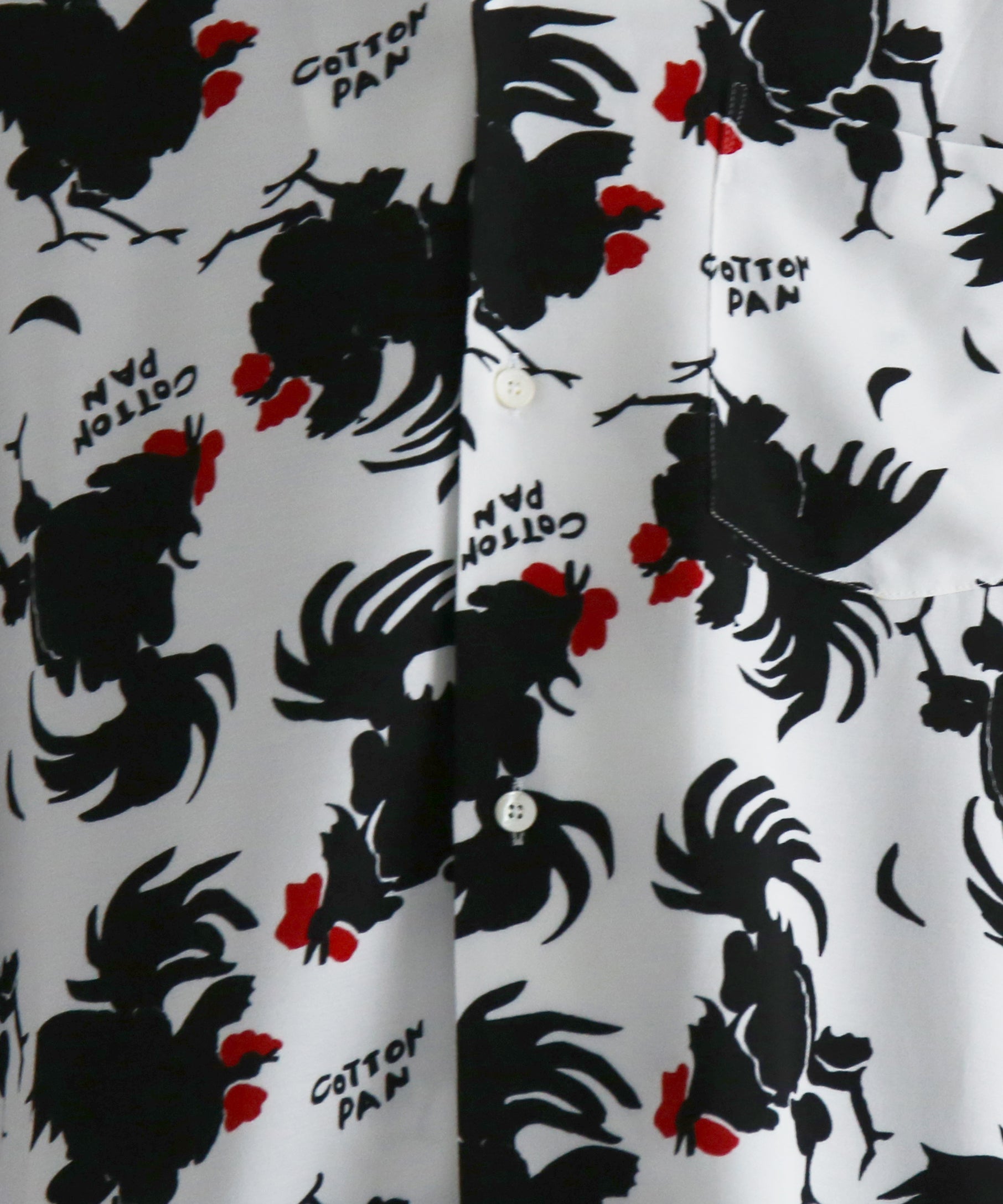 COTTON PAN Rooster s/s レーヨンシャツ "WHITE"