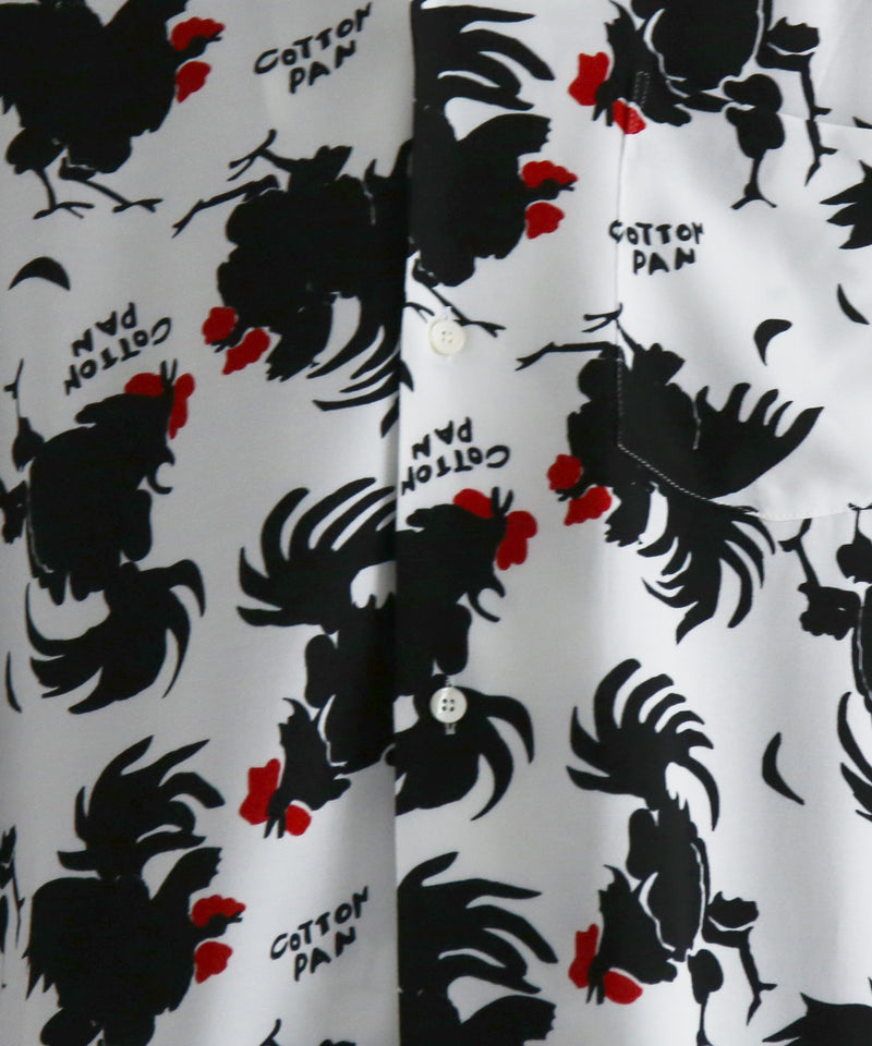 COTTON PAN Rooster s/s レーヨンシャツ "WHITE"