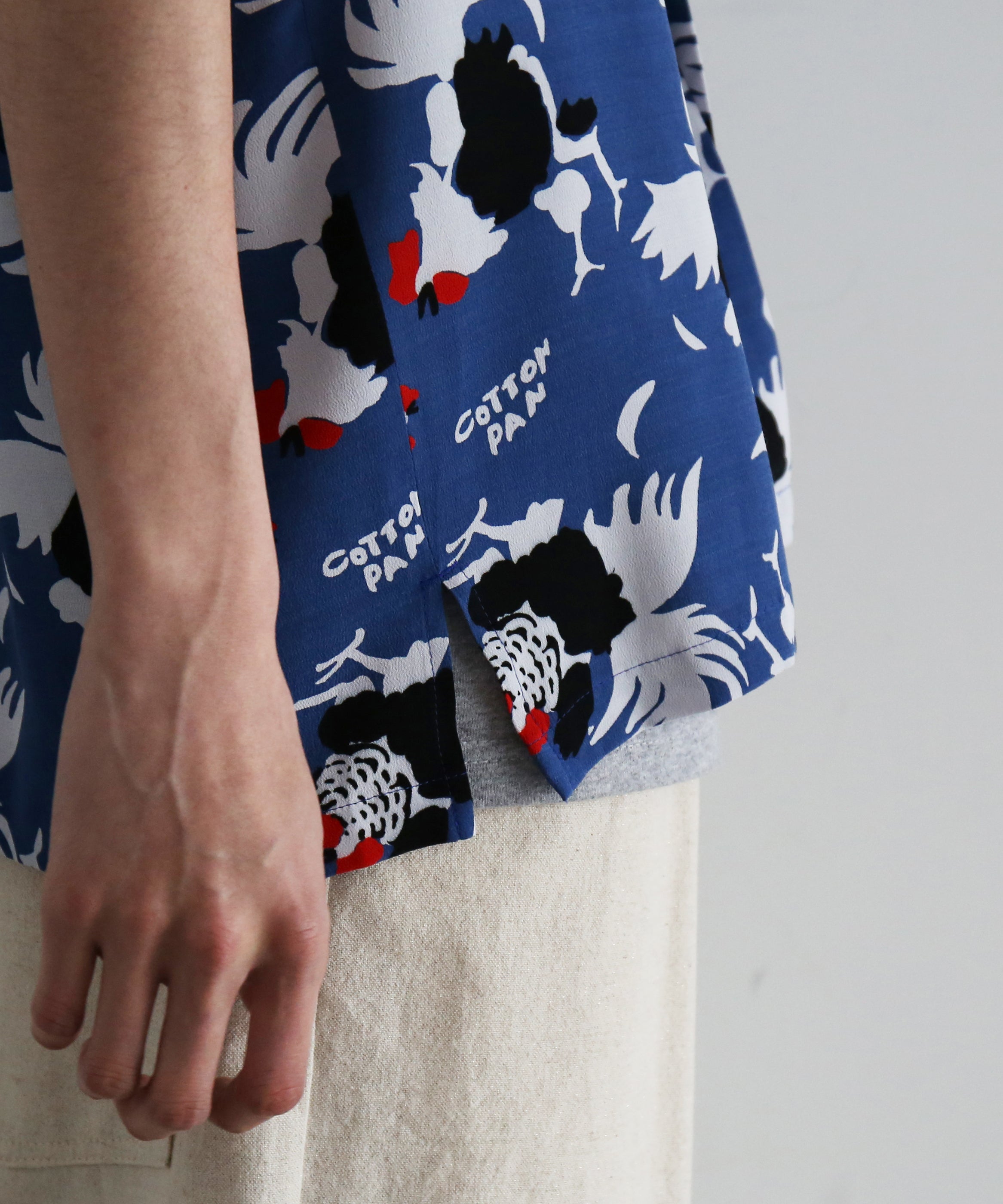 COTTON PAN Rooster s/s レーヨンシャツ "BLUE"