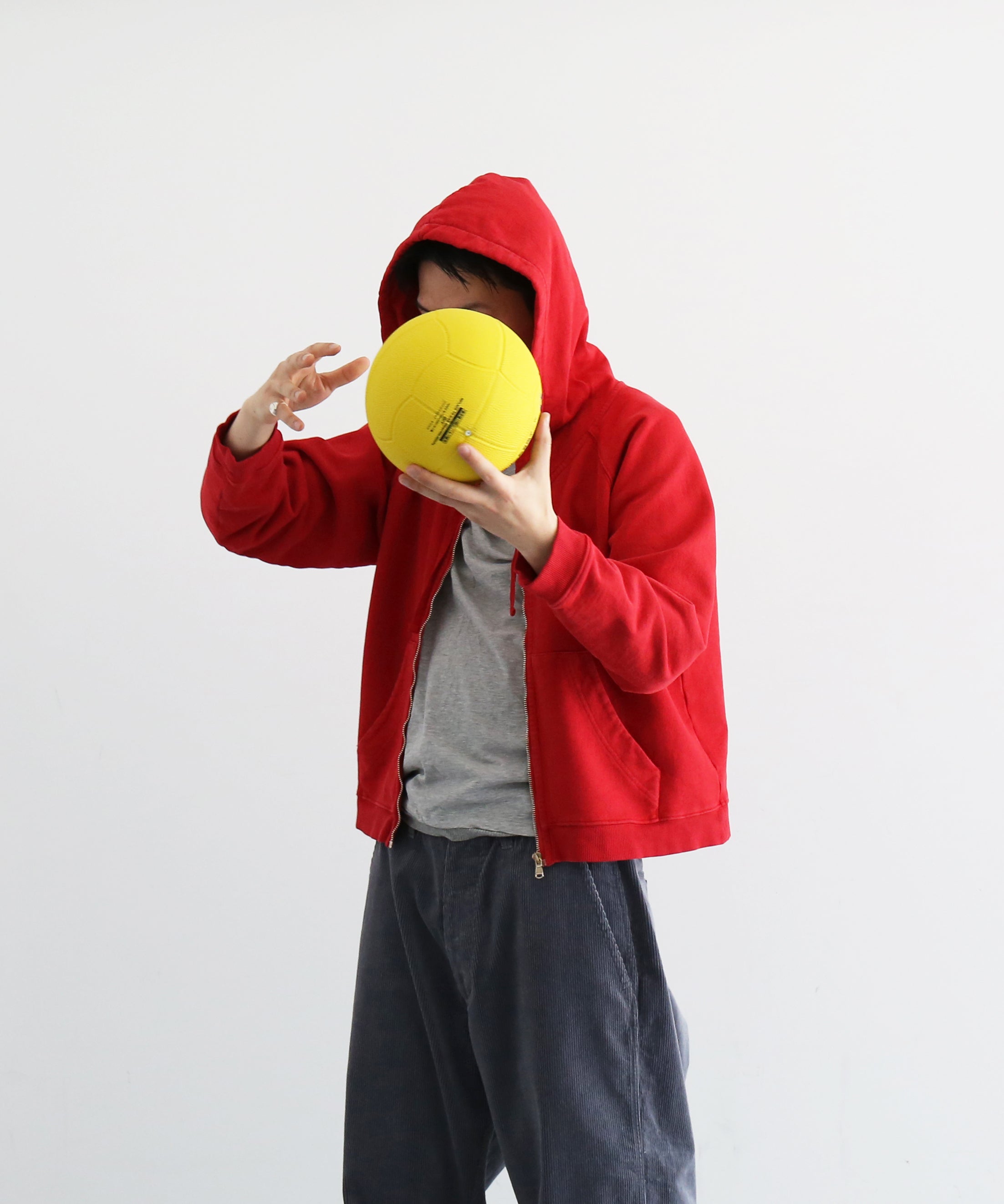 SECOND/LAYER Rola zip hoodie "WASHED RED"