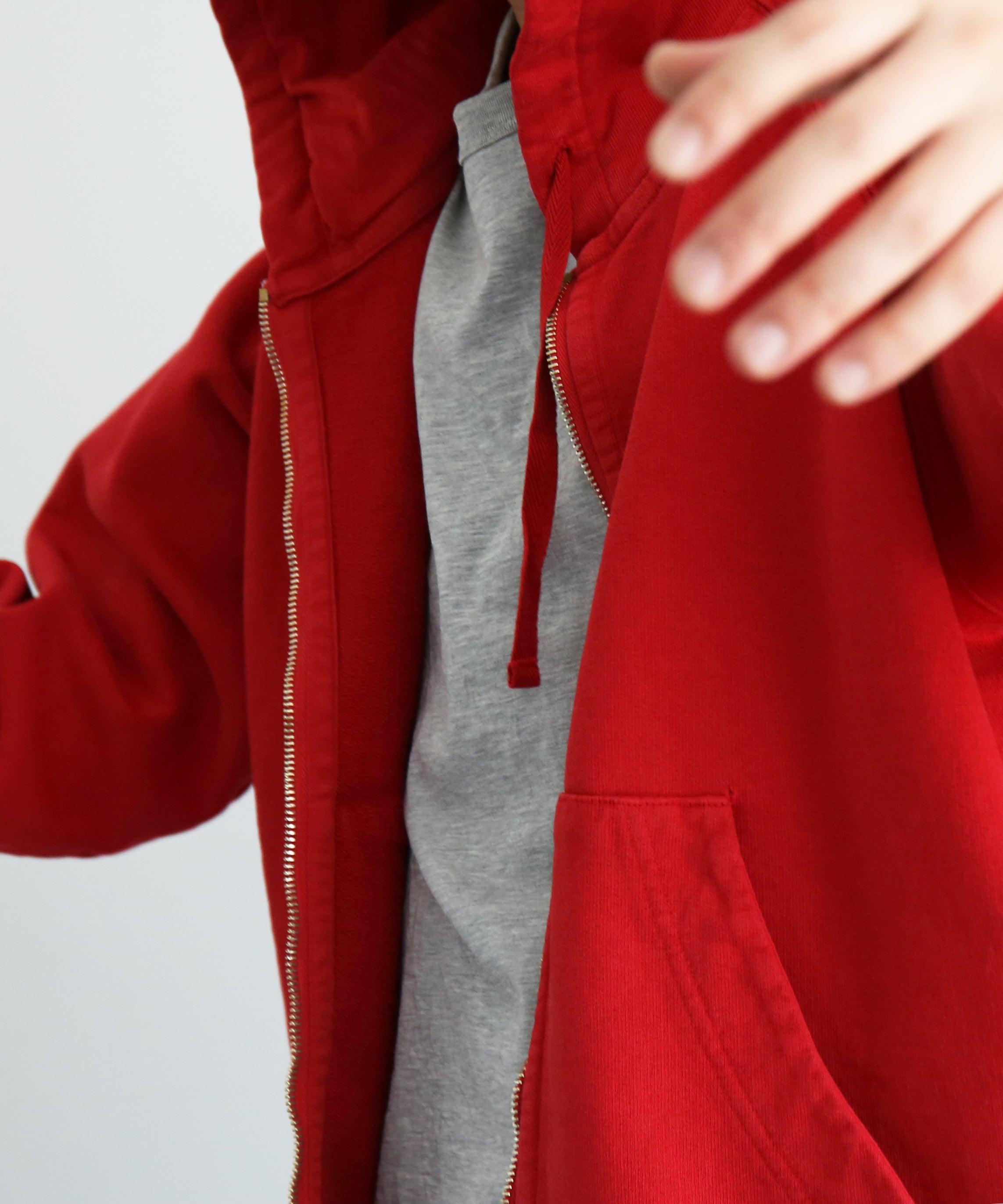 SECOND/LAYER Rola zip hoodie "WASHED RED"