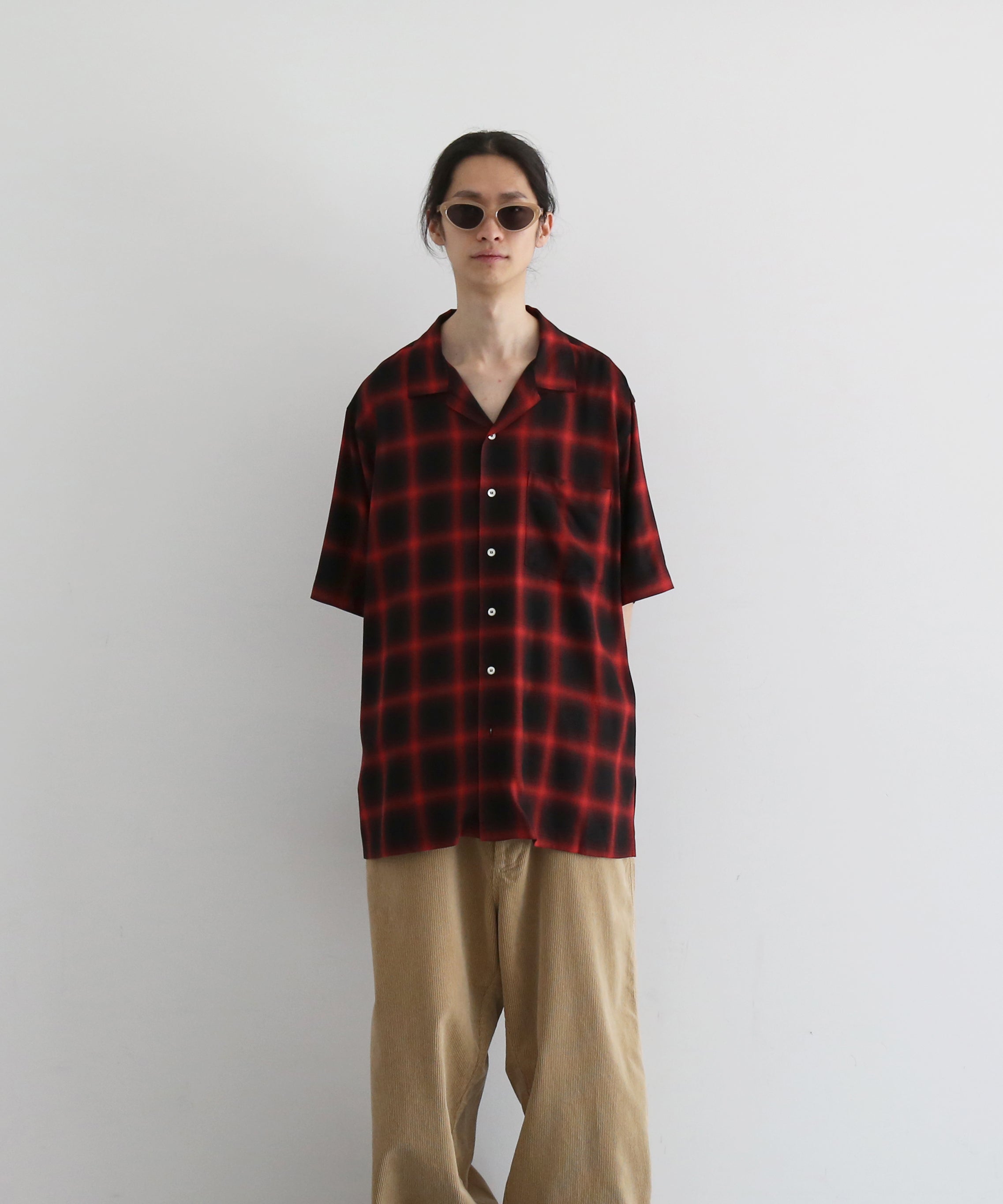 COTTON PAN Soho s/s オンブレシャツ "RED×BLACK"