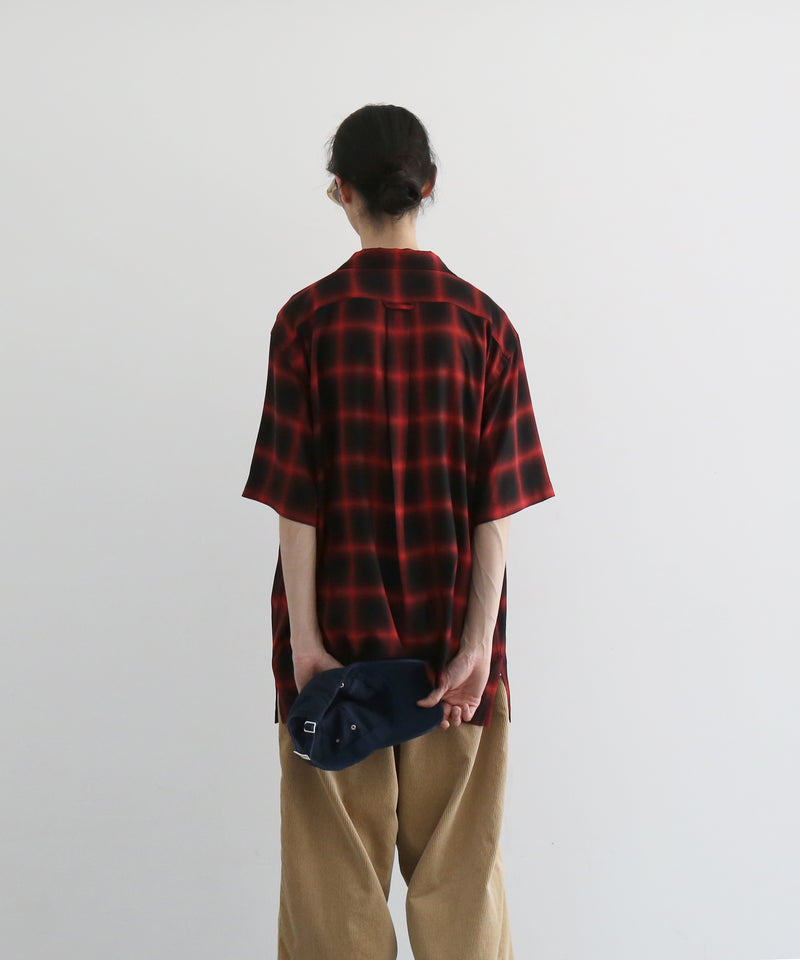 COTTON PAN Soho s/s オンブレシャツ "RED×BLACK"