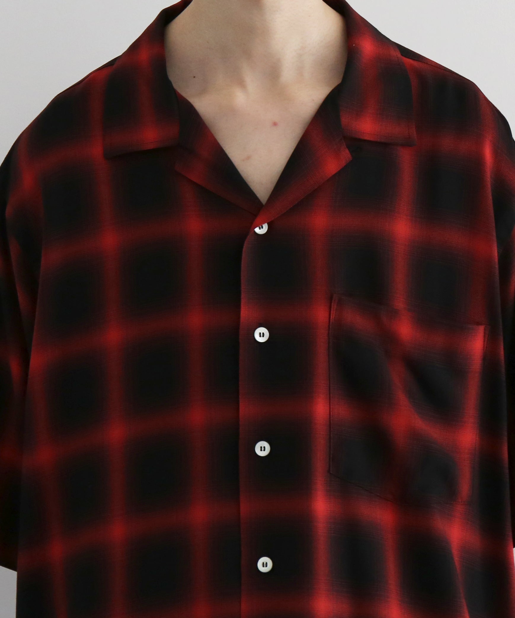 COTTON PAN Soho s/s オンブレシャツ "RED×BLACK"