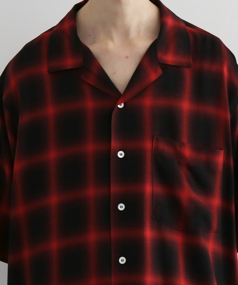COTTON PAN Soho s/s オンブレシャツ "RED×BLACK"