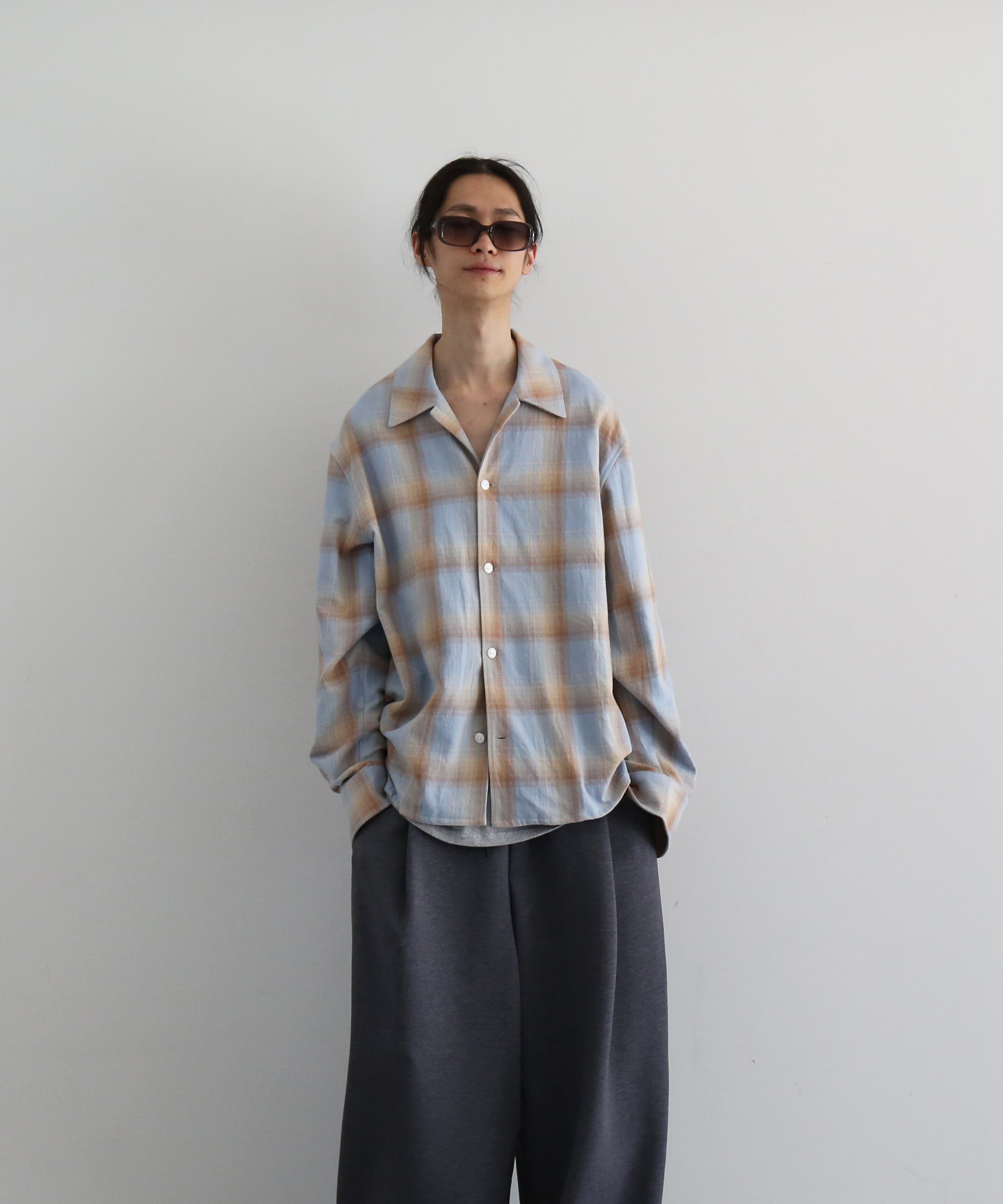 SECOND/LAYER Logan ombre ls shirt "CHECKERED BLUE"