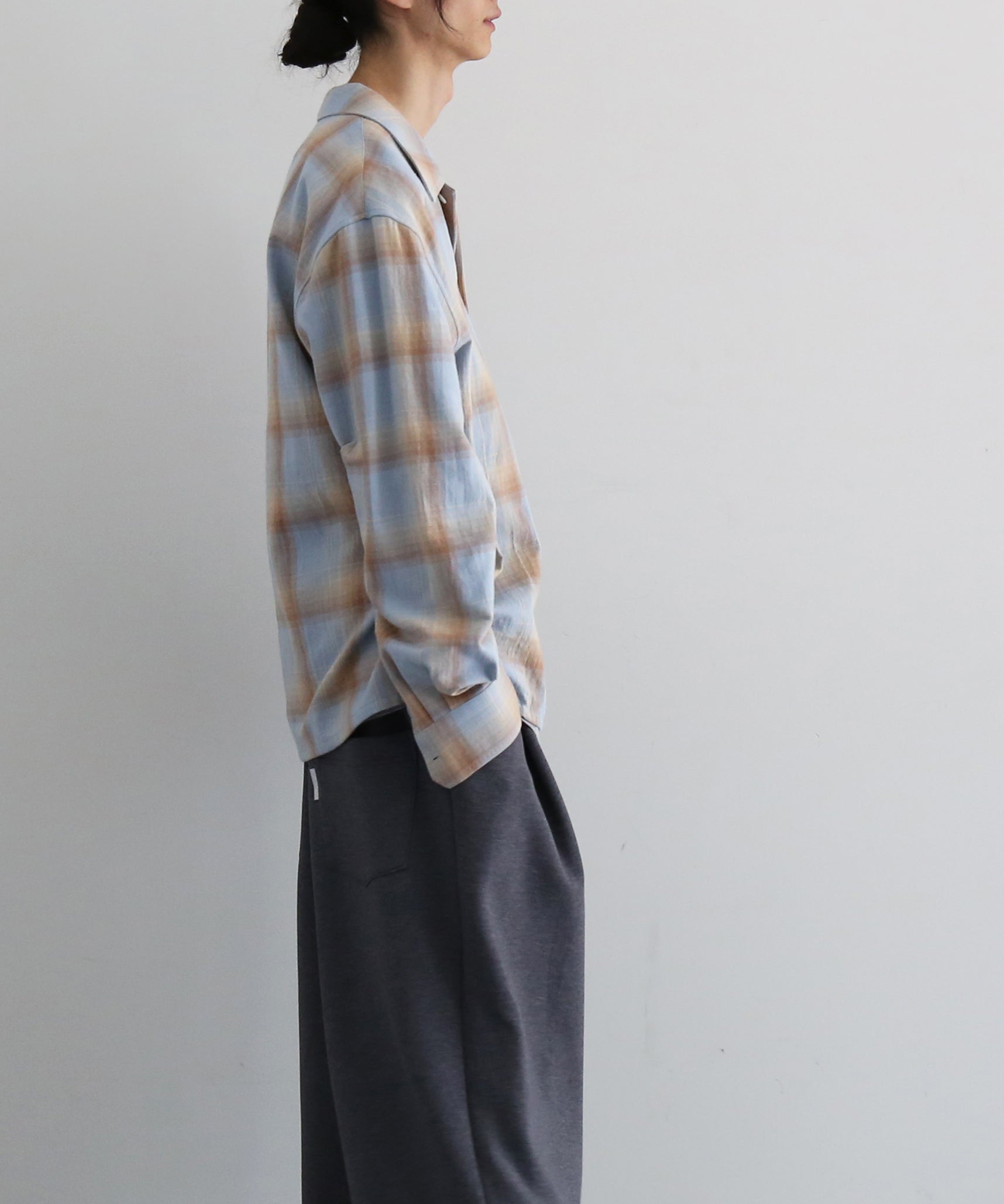 SECOND/LAYER Logan ombre ls shirt "CHECKERED BLUE"
