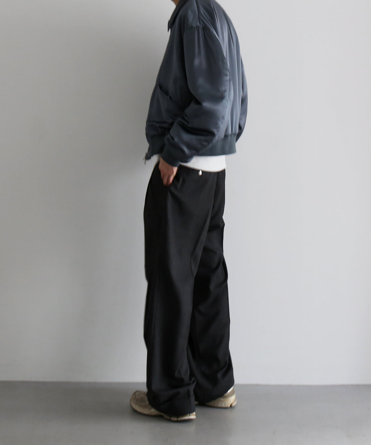 SECOND/LAYER Aces satin club jacket "GRAY"