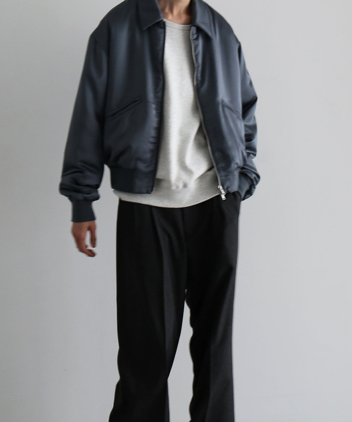 SECOND/LAYER Aces satin club jacket "GRAY"