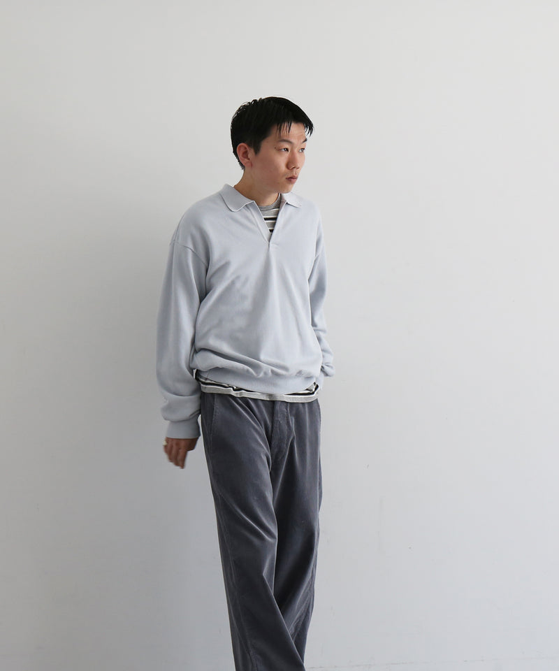 【EXCLUSIVE】crepuscule Co/ra moss stitch skipper "BLUE GRAY"