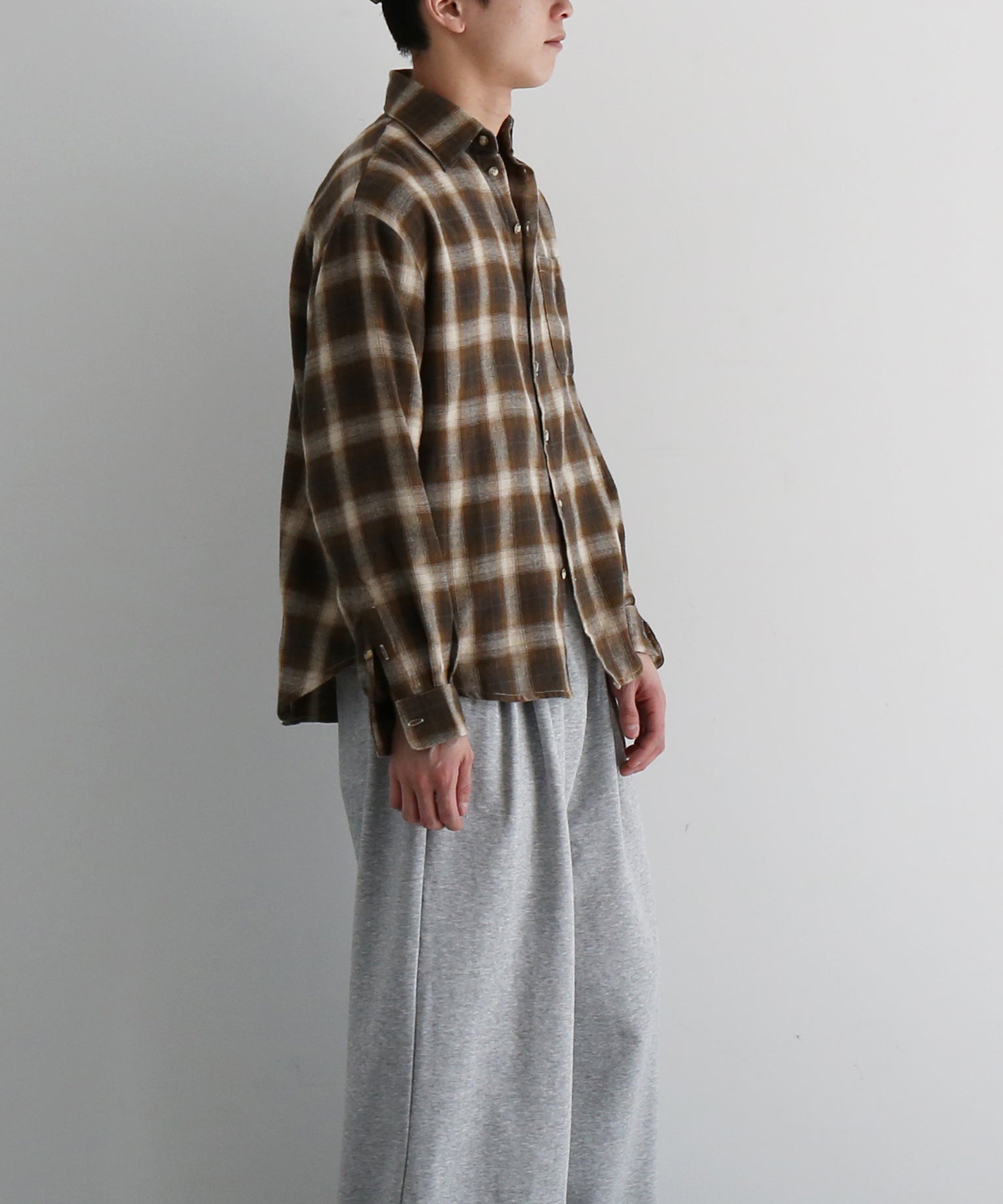 Basketcase Hench,plaid evening shirt "BROWN CHECK"